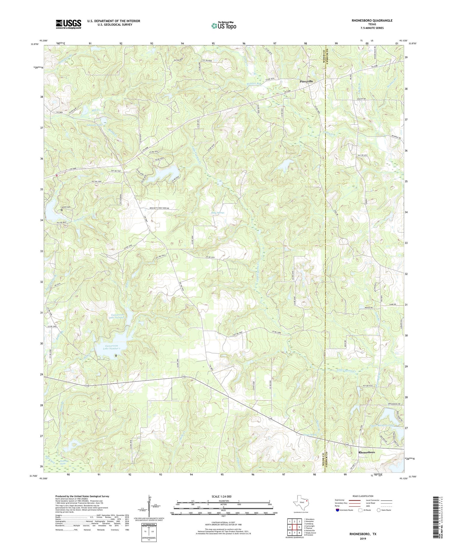 Rhonesboro Texas US Topo Map Image