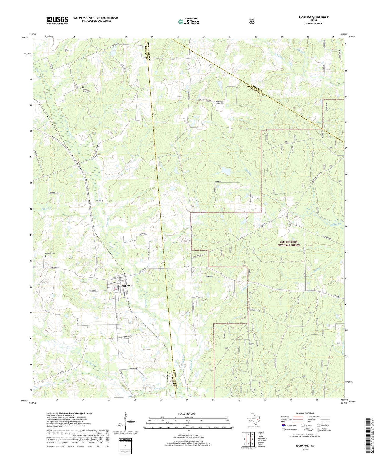Richards Texas US Topo Map Image