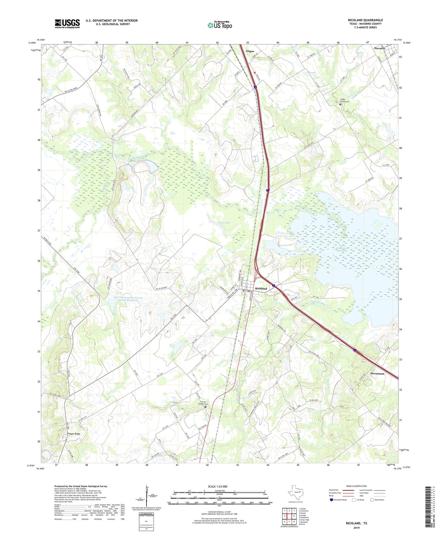 Richland Texas US Topo Map Image