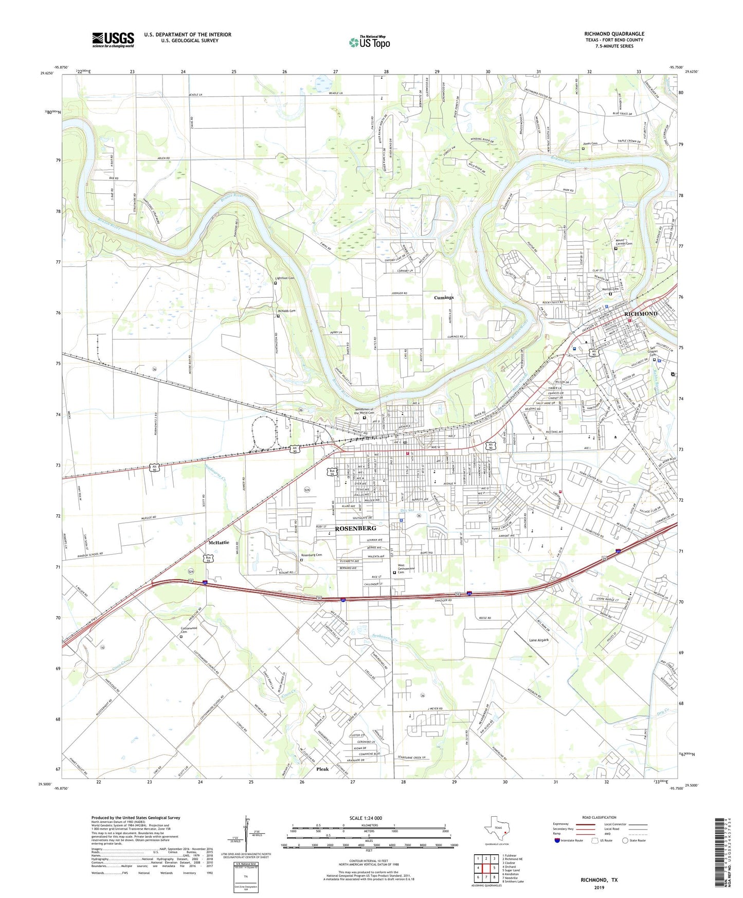 Richmond Texas US Topo Map Image