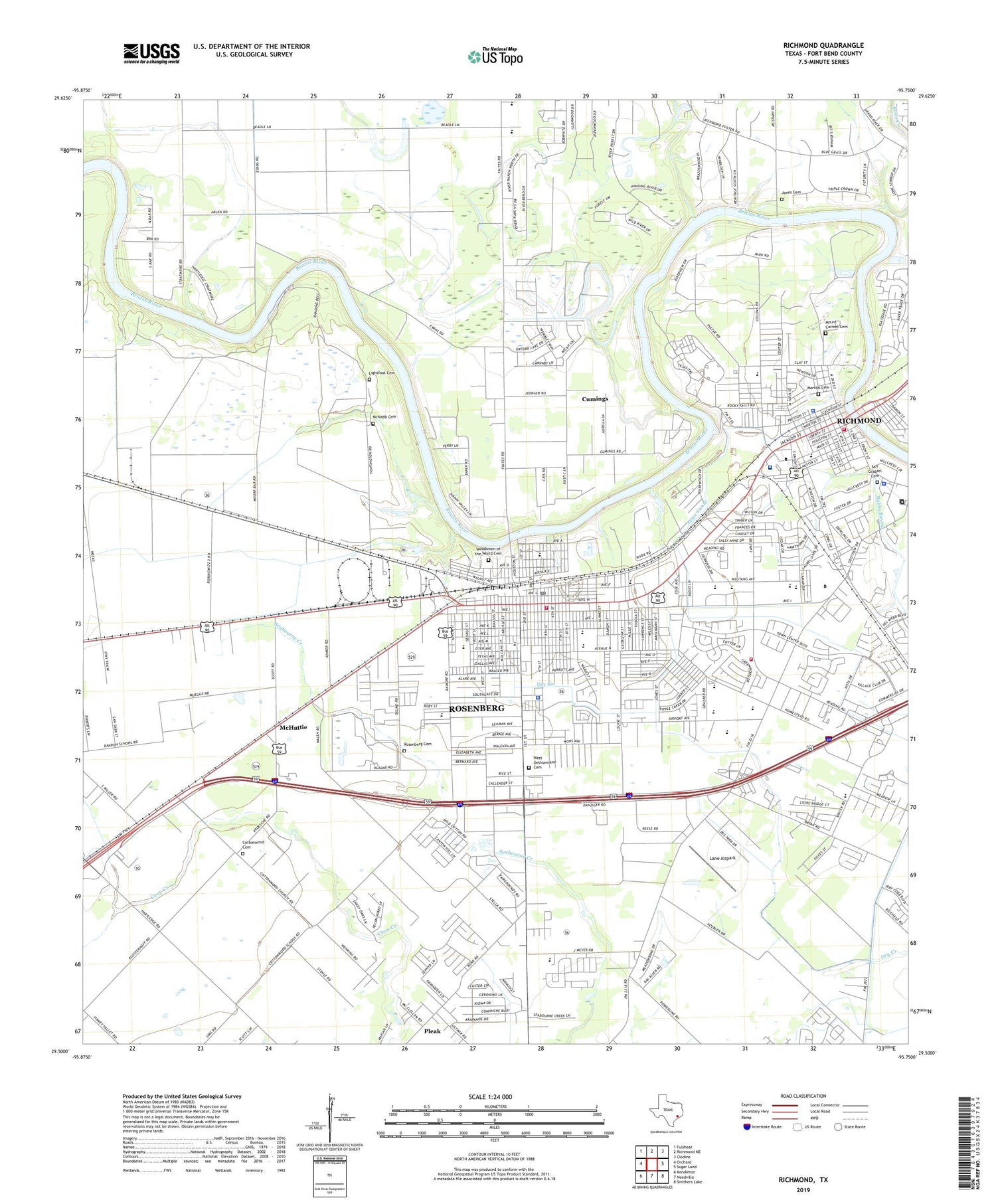 Richmond Texas US Topo Map Image