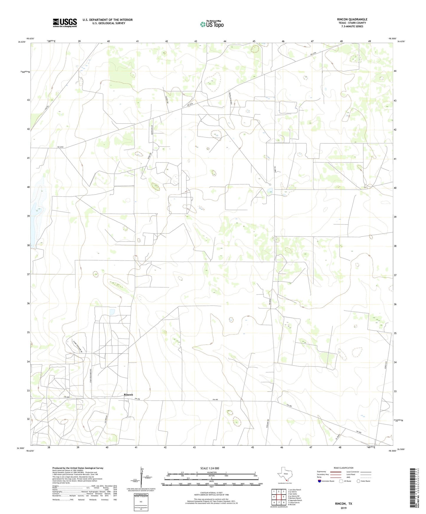 Rincon Texas US Topo Map Image
