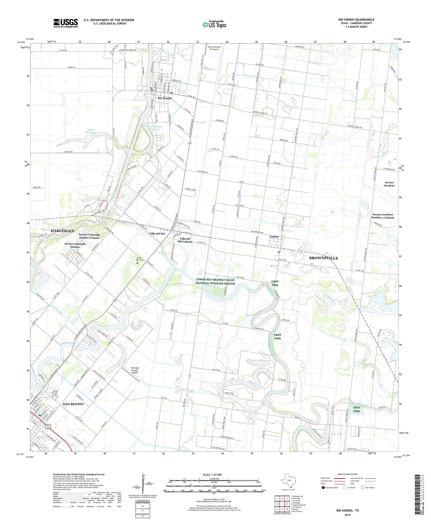 Rio Hondo Texas US Topo Map Image