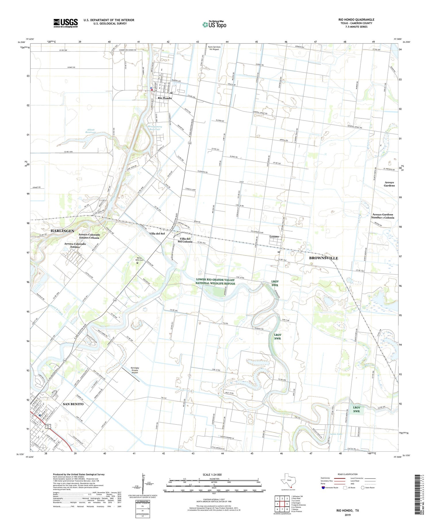 Rio Hondo Texas US Topo Map Image