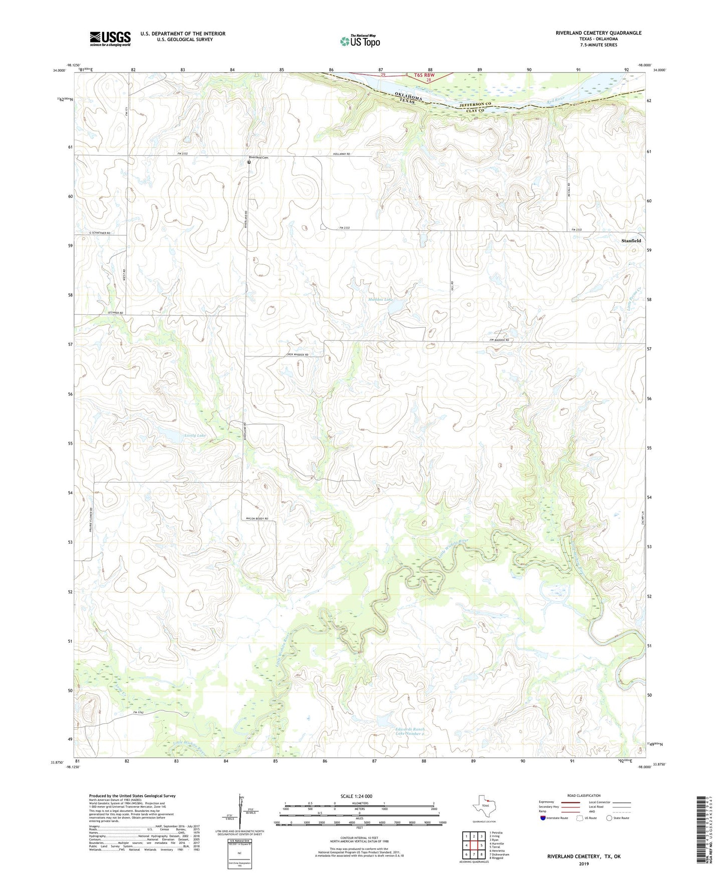 Riverland Cemetery Texas US Topo Map Image