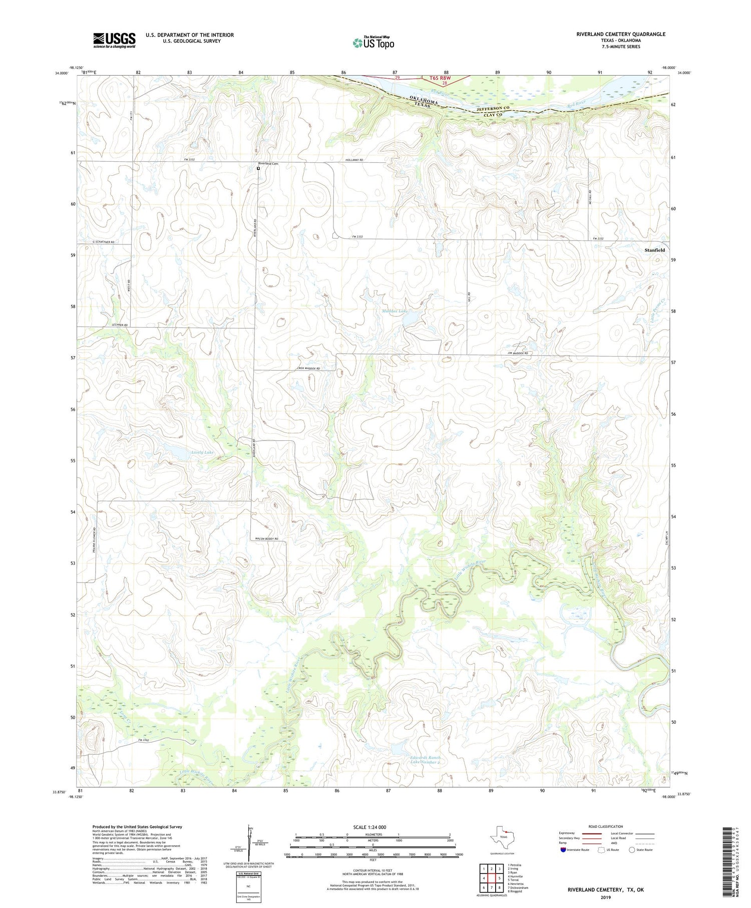 Riverland Cemetery Texas US Topo Map Image