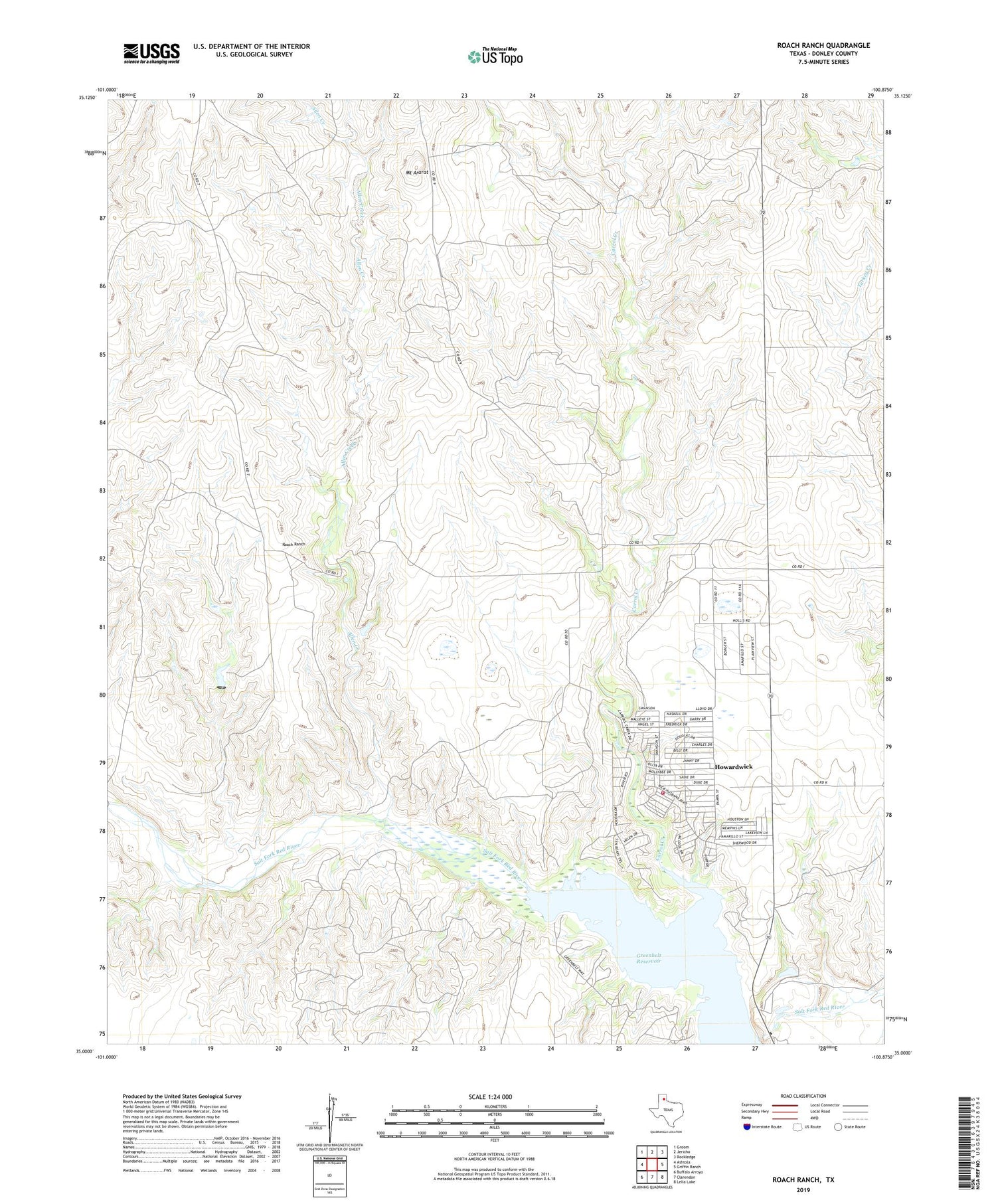 Roach Ranch Texas US Topo Map Image