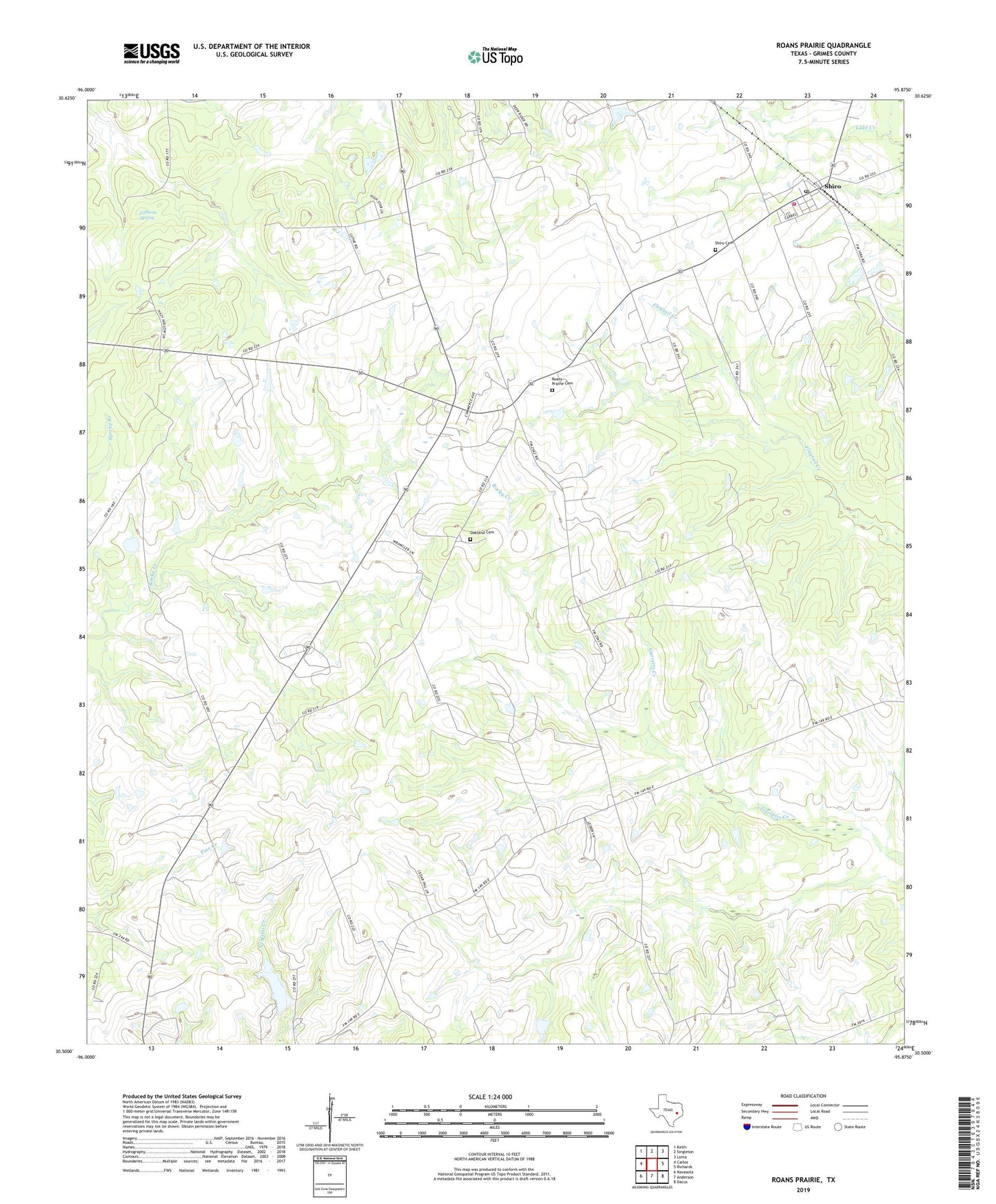 Roans Prairie Texas US Topo Map Image