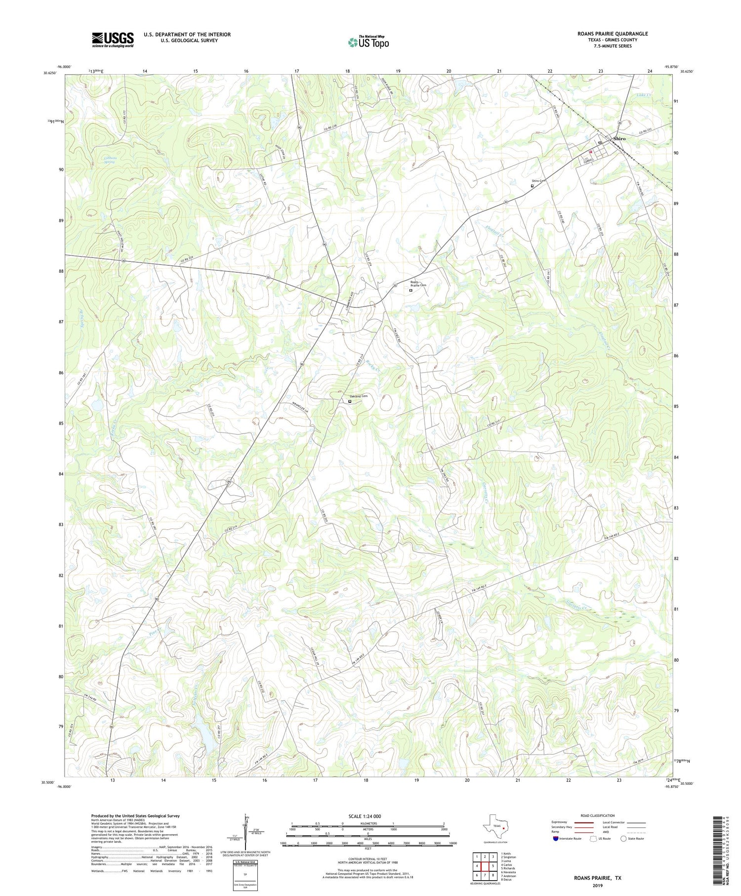 Roans Prairie Texas US Topo Map Image