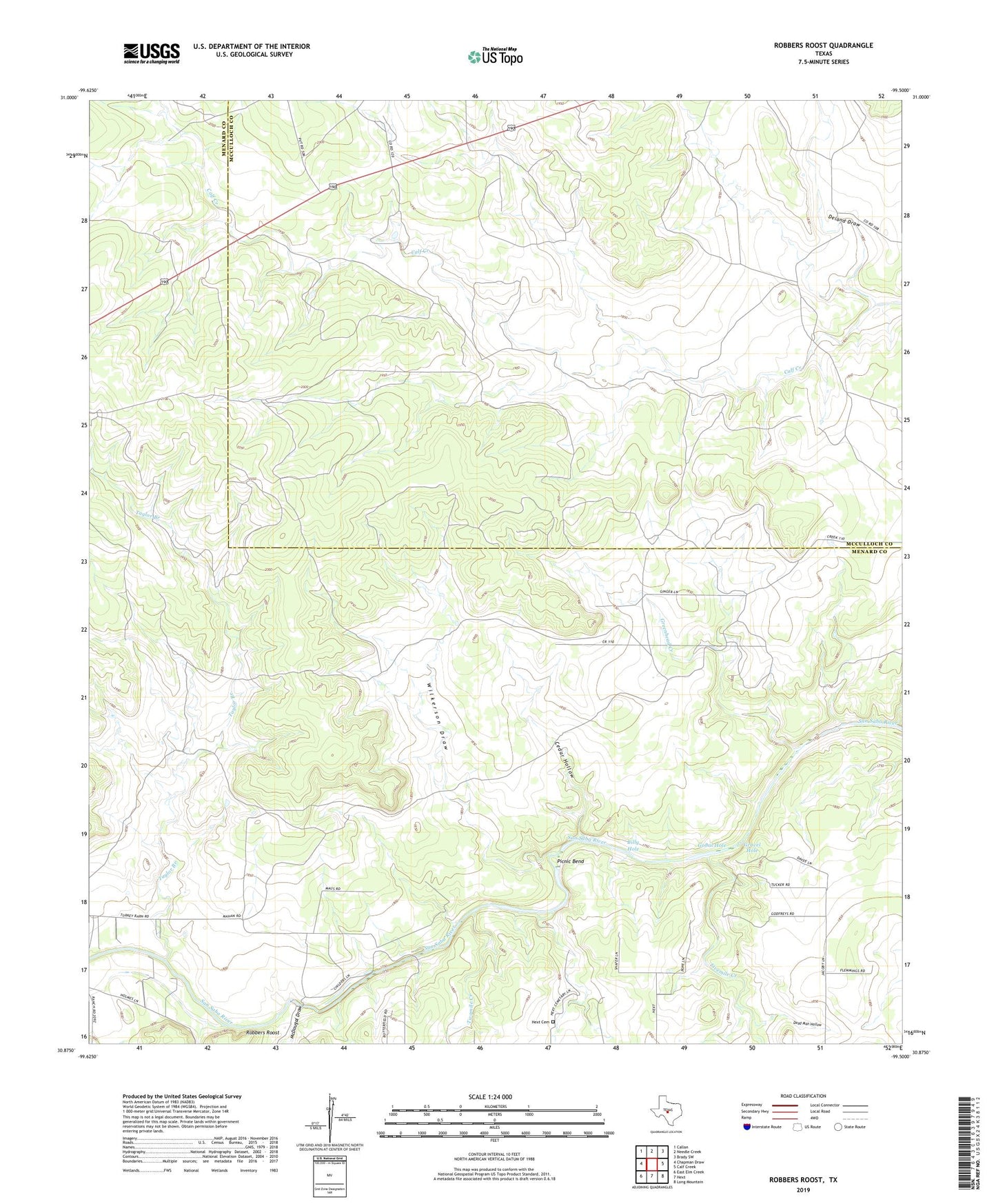 Robbers Roost Texas US Topo Map Image