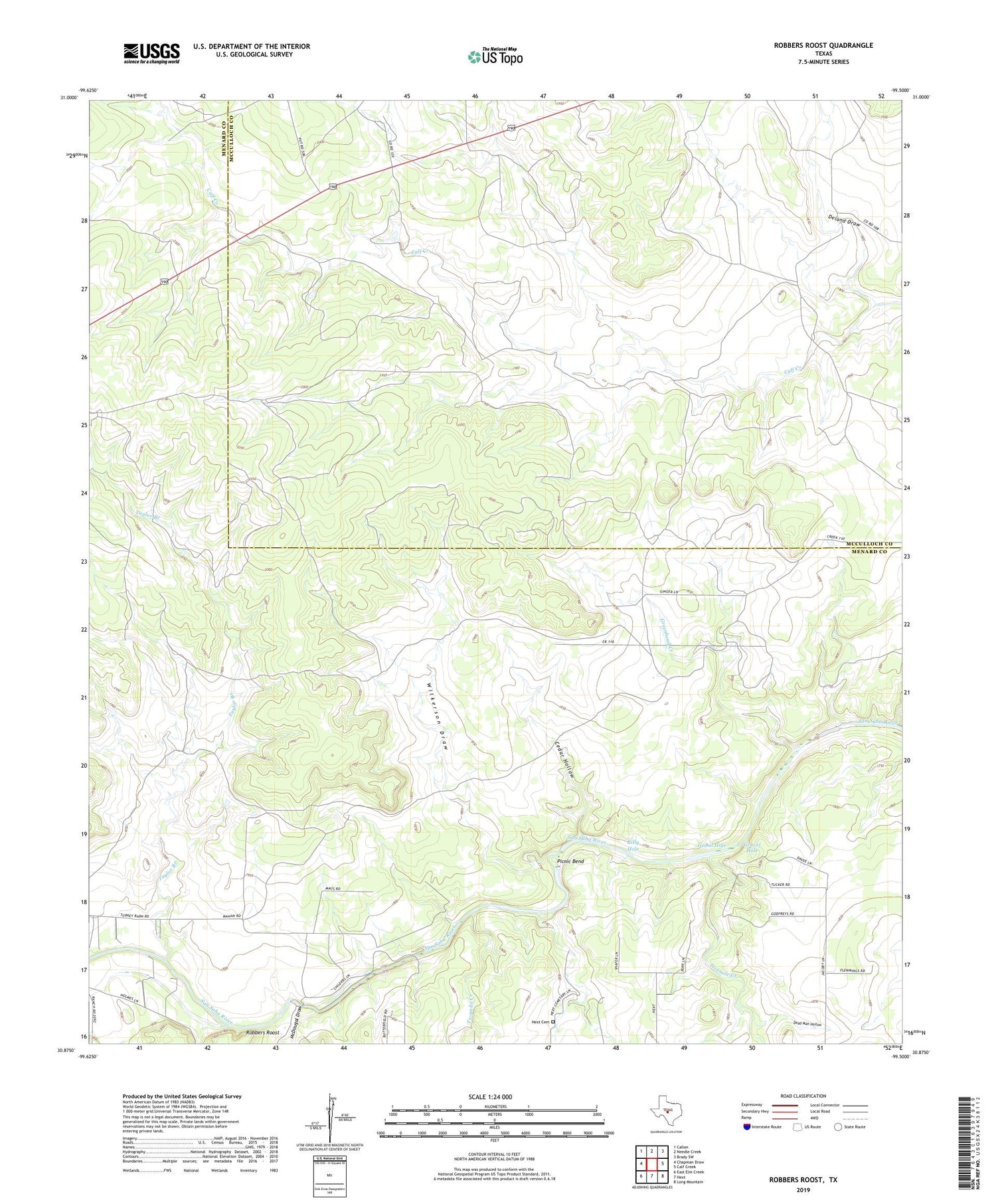 Robbers Roost Texas US Topo Map Image