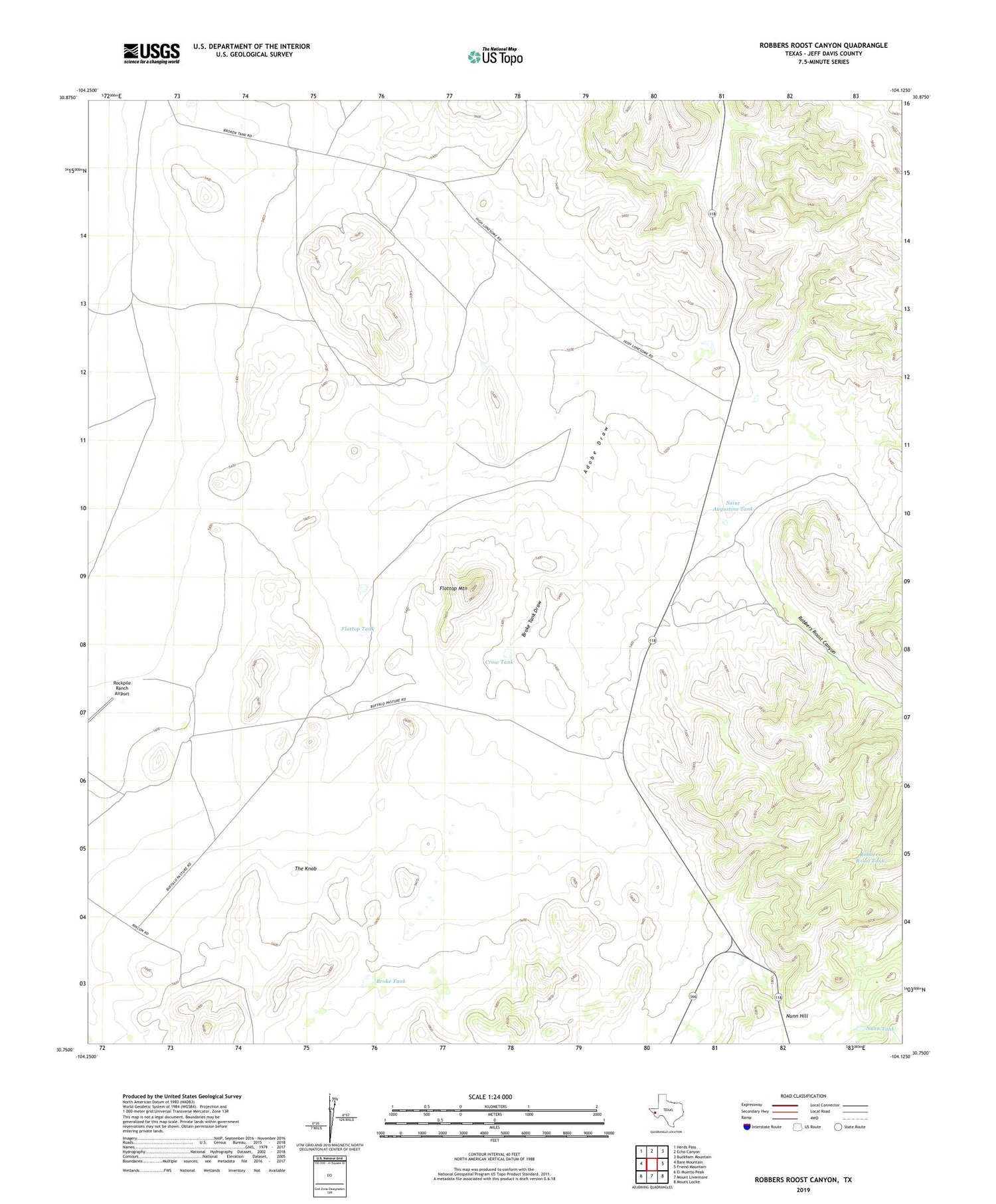 Robbers Roost Canyon Texas US Topo Map Image