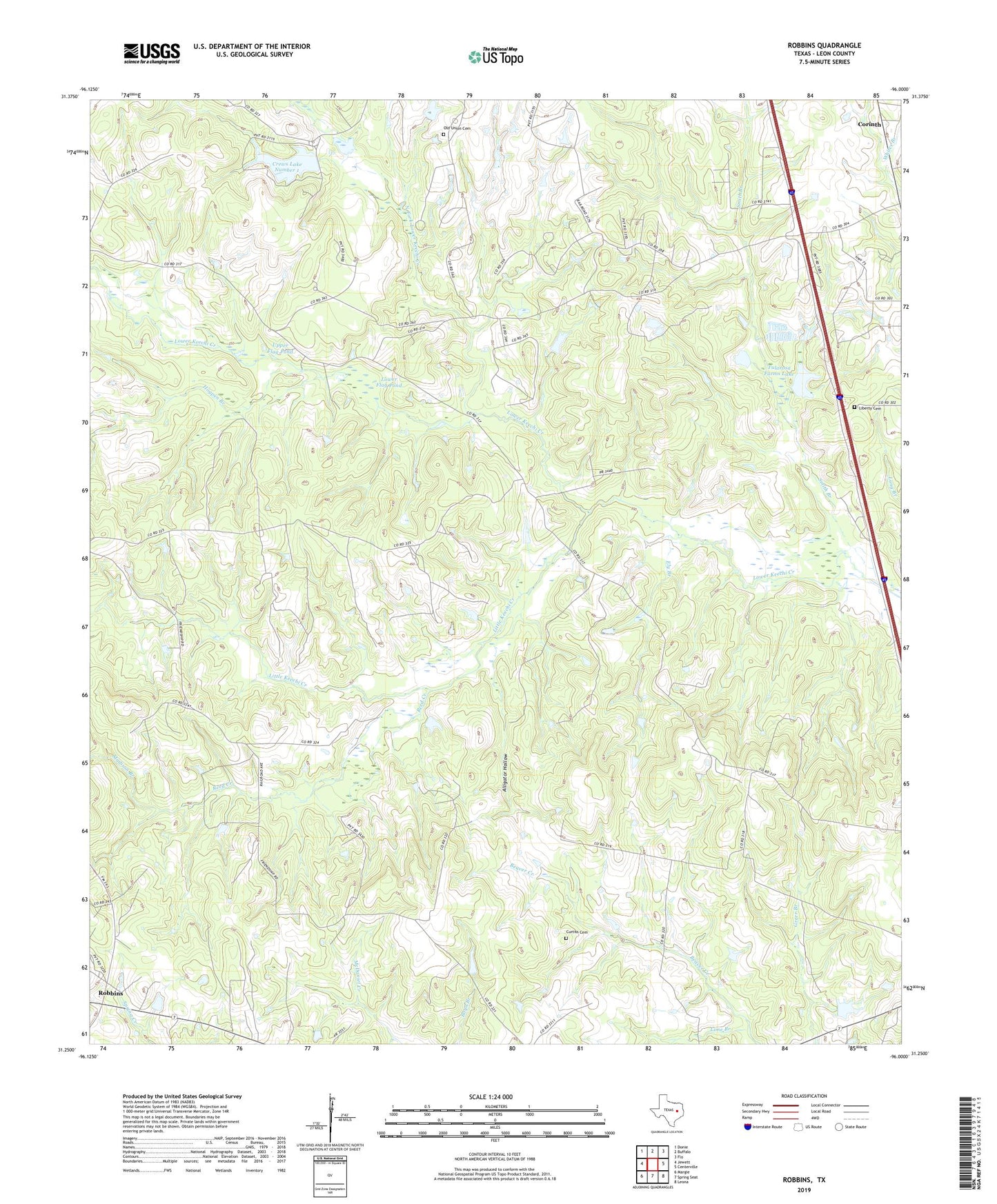 Robbins Texas US Topo Map Image