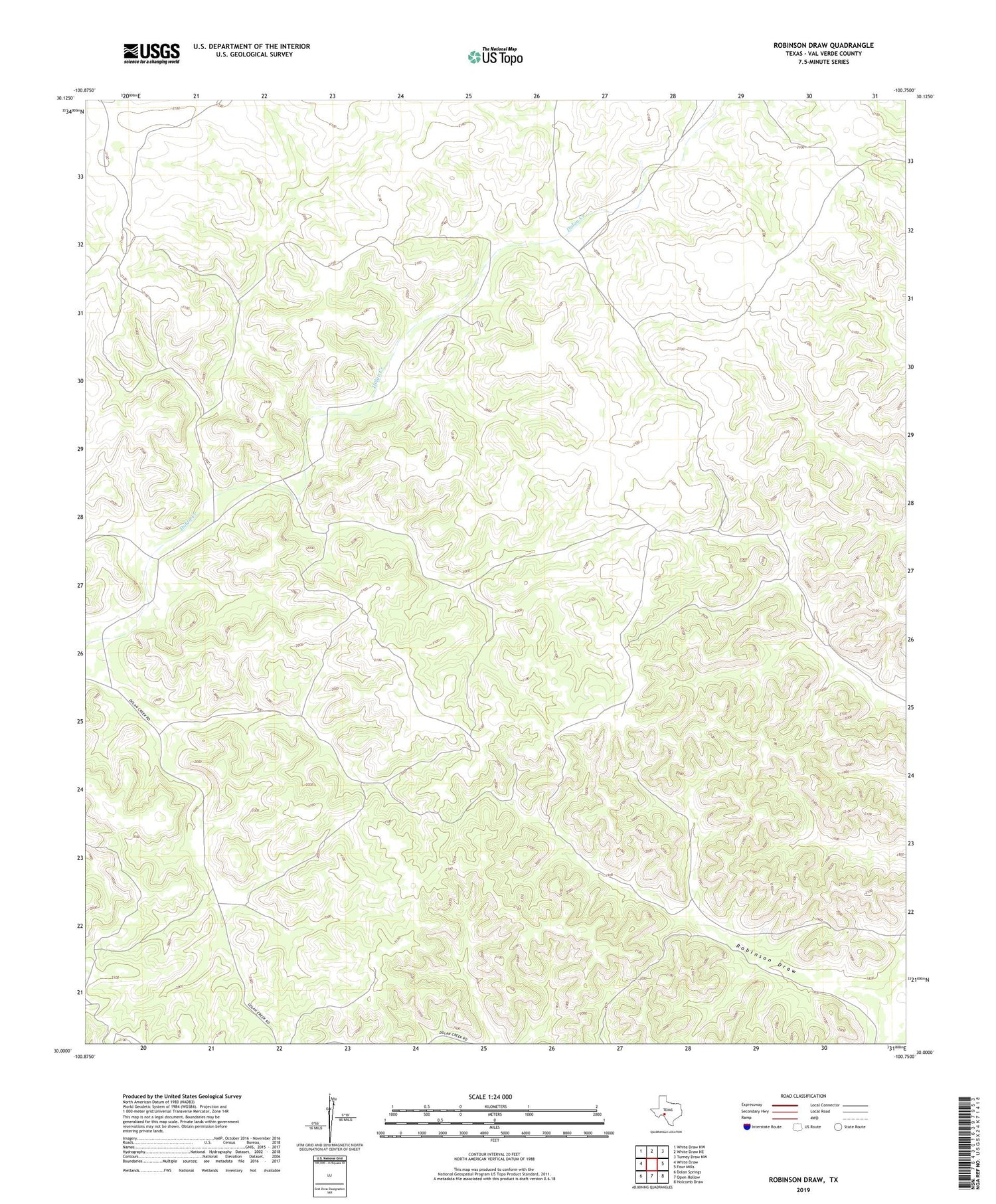 Robinson Draw Texas US Topo Map Image