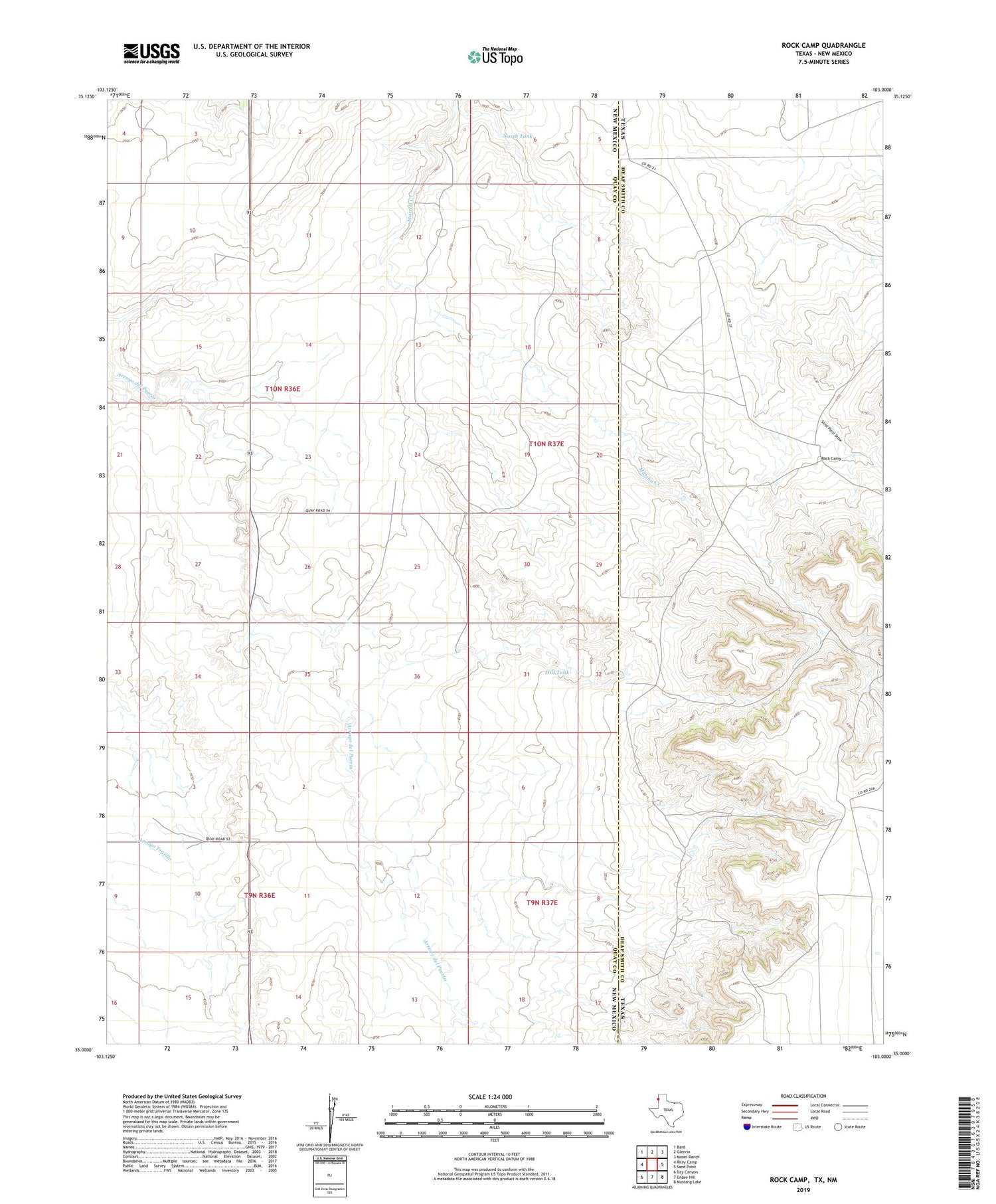 Rock Camp Texas US Topo Map Image