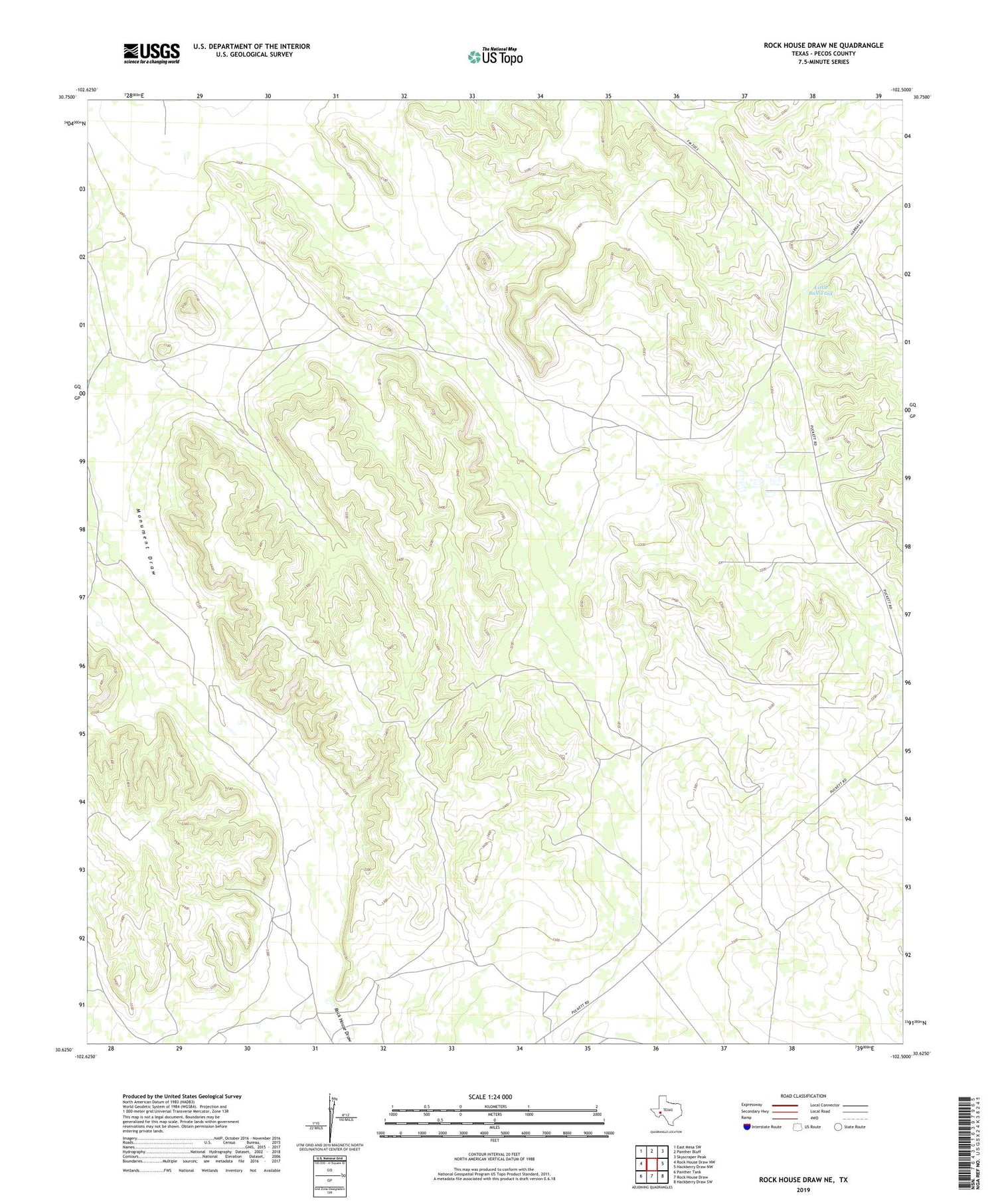 Rock House Draw NE Texas US Topo Map Image