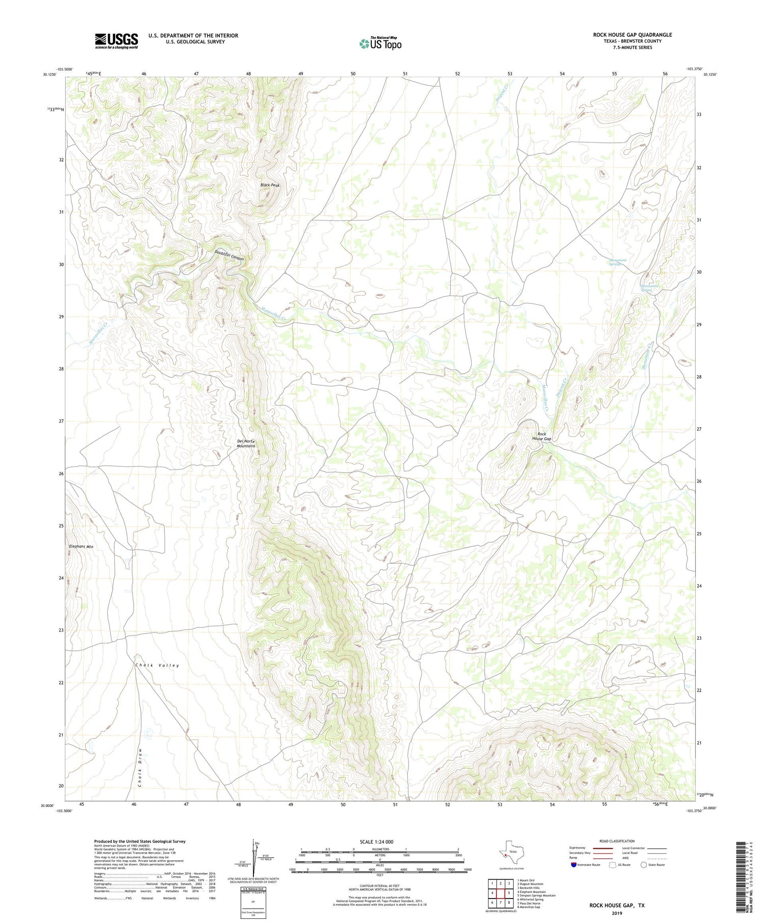 Rock House Gap Texas US Topo Map Image