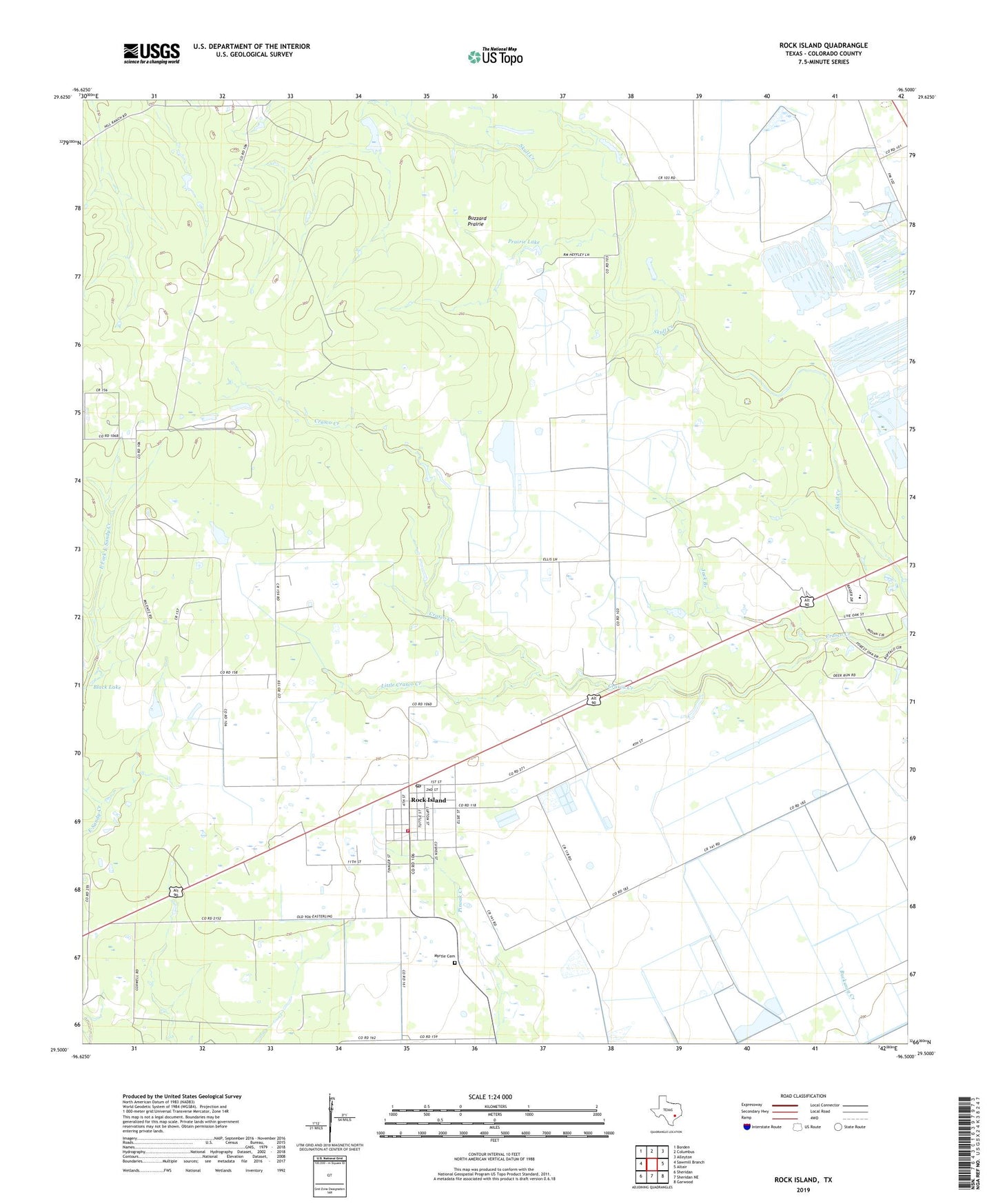 Rock Island Texas US Topo Map Image