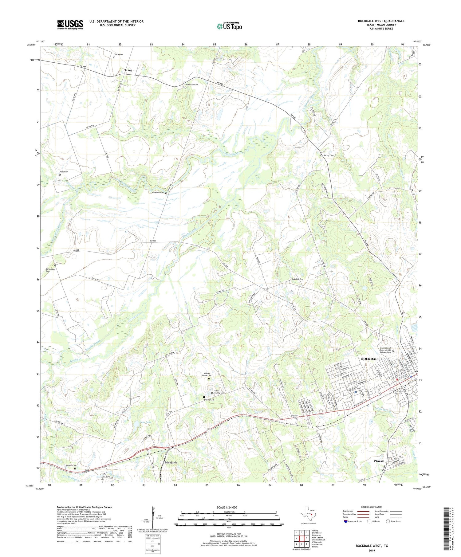Rockdale West Texas US Topo Map Image