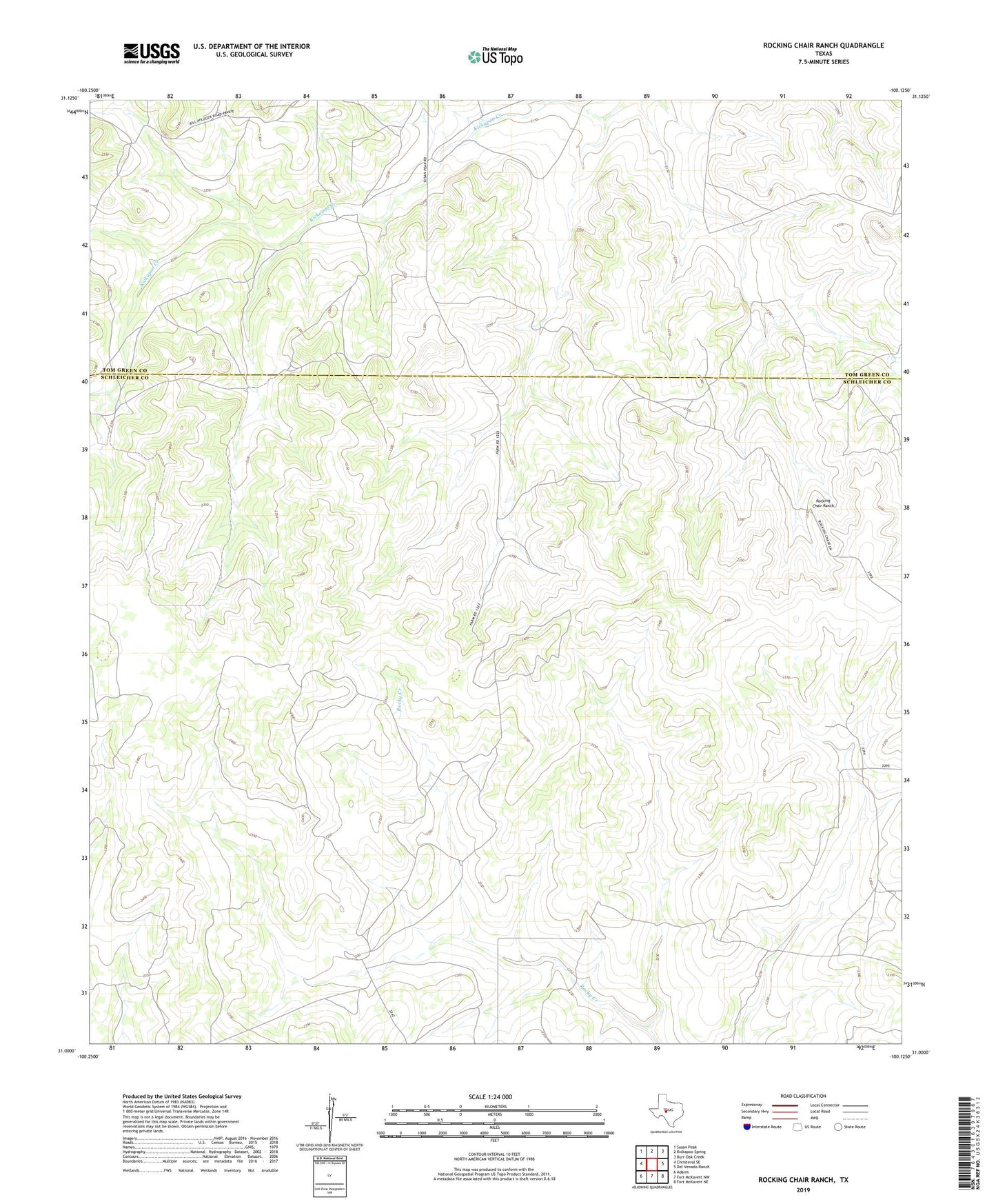 Rocking Chair Ranch Texas US Topo Map Image