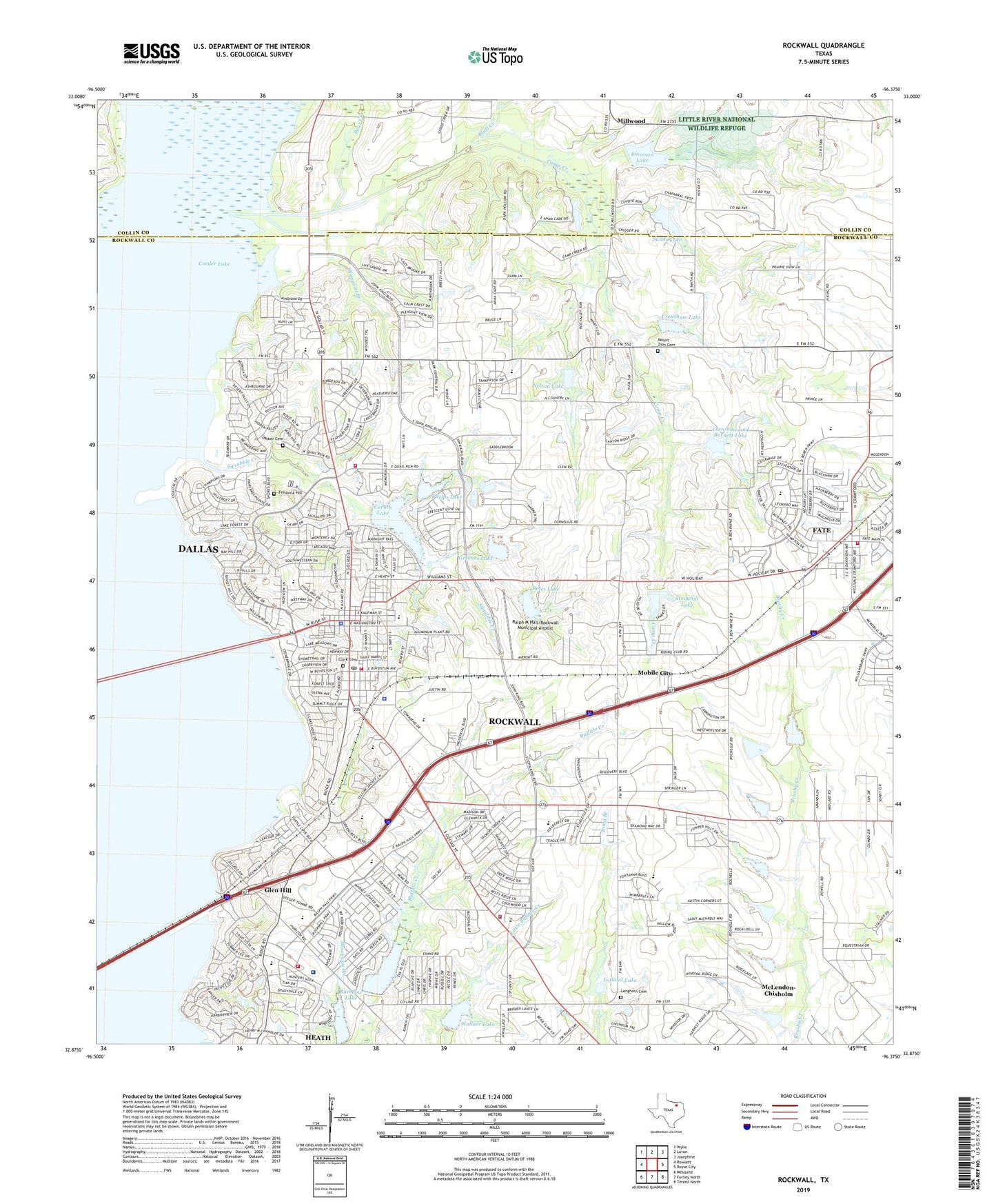 Rockwall Texas US Topo Map Image