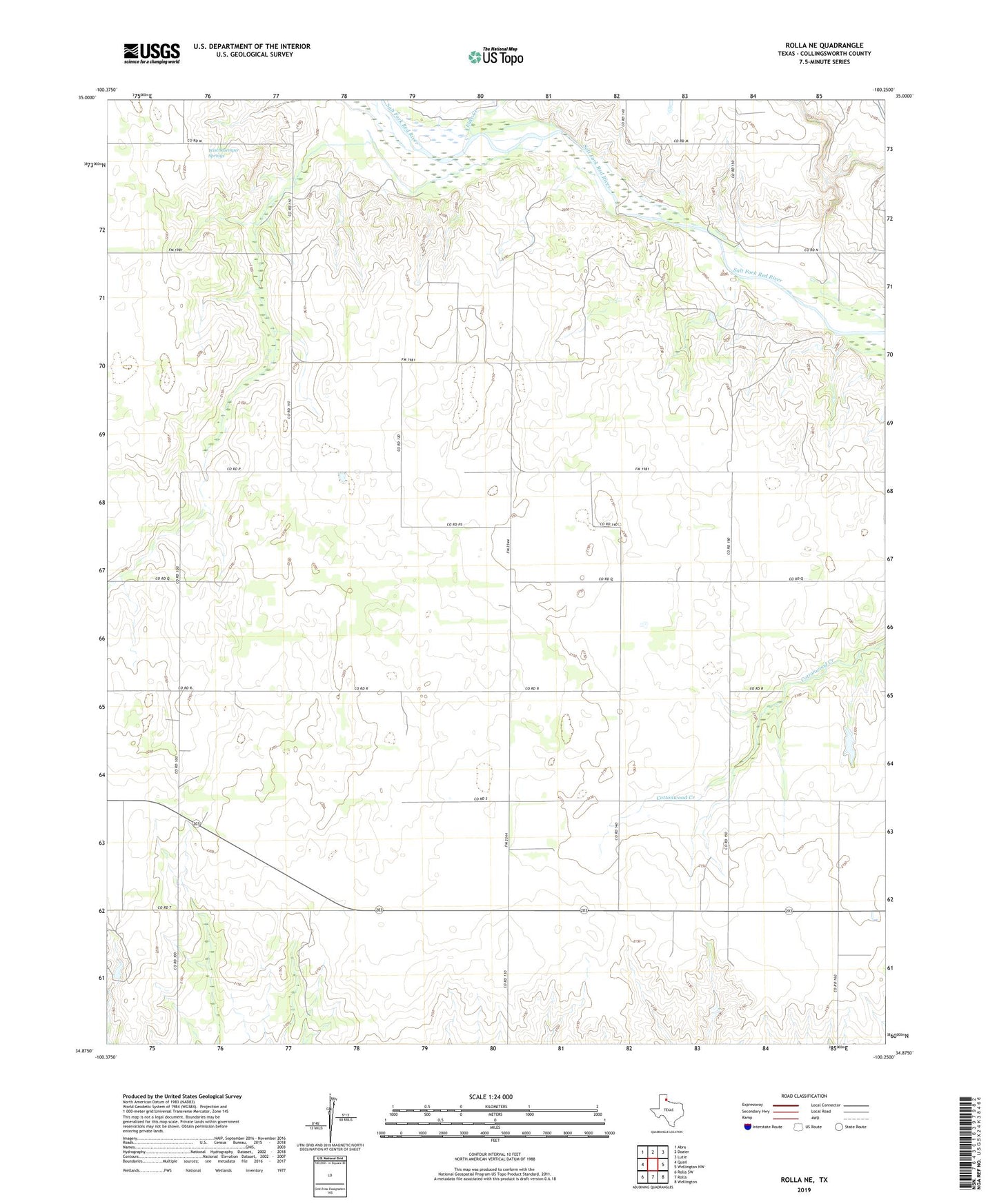 Rolla NE Texas US Topo Map Image