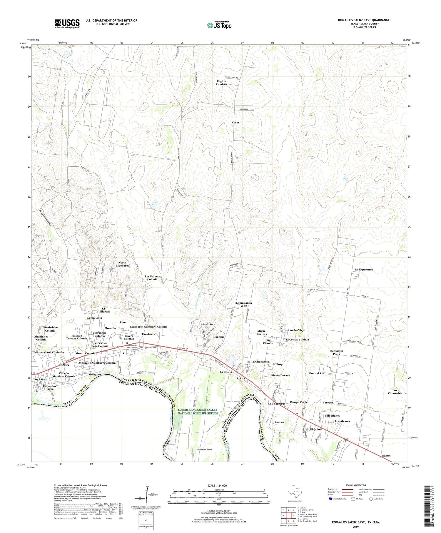 Roma-Los Saenz East Texas US Topo Map Image