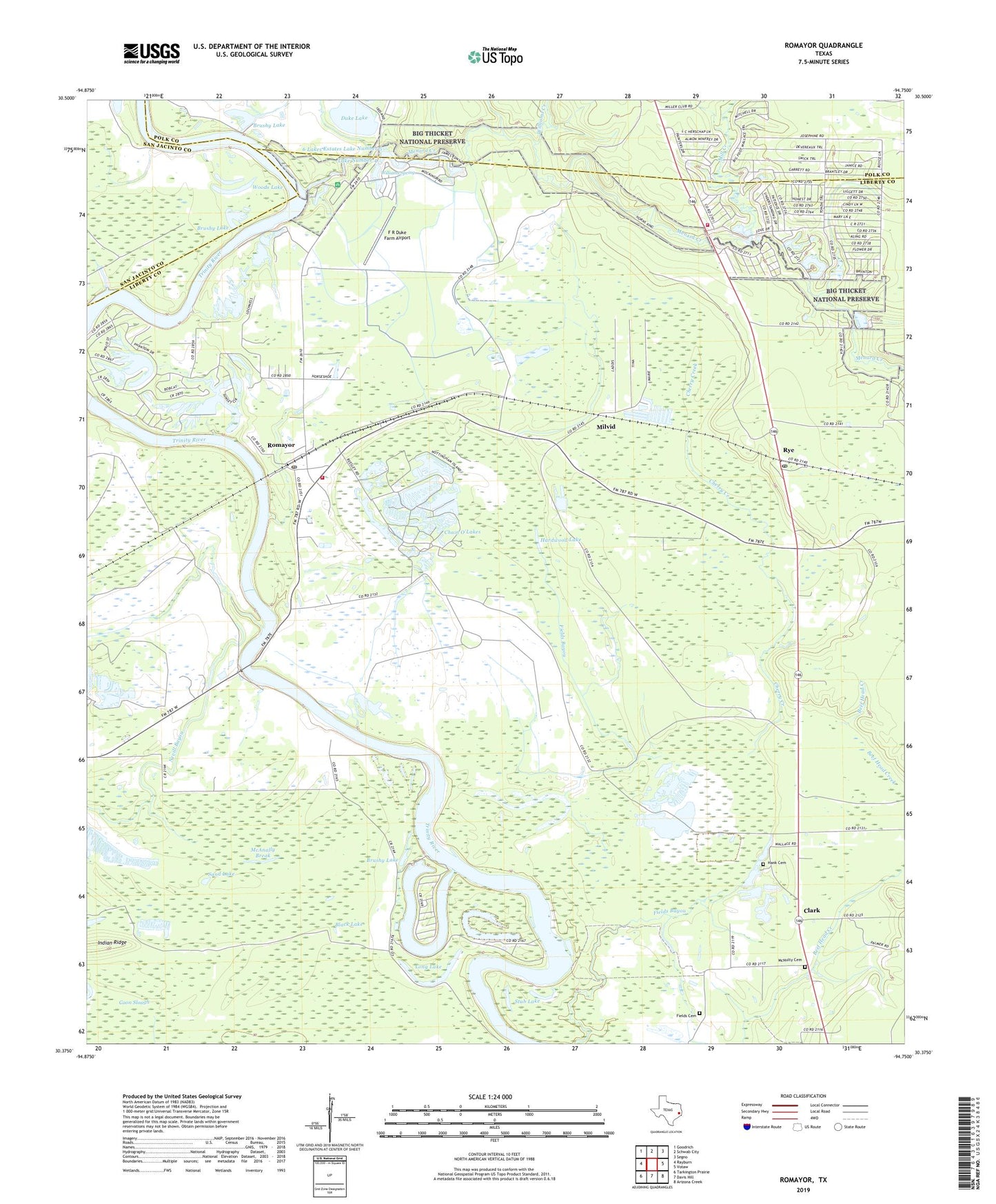 Romayor Texas US Topo Map Image