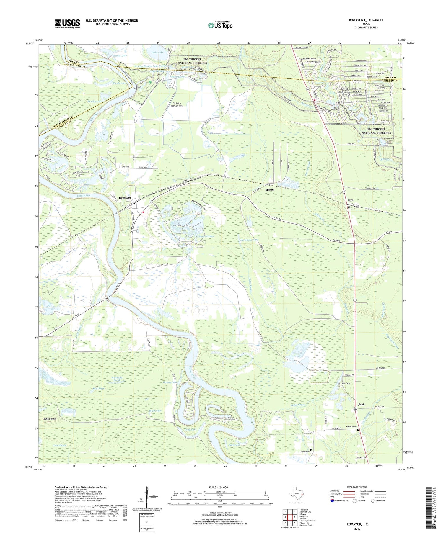 Romayor Texas US Topo Map Image