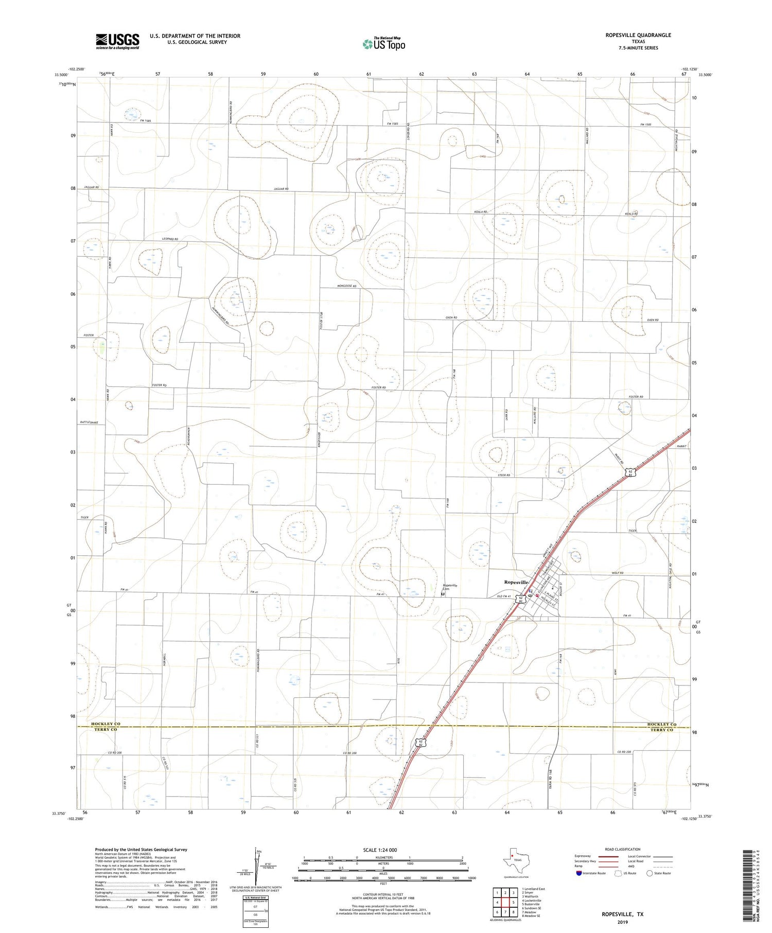 Ropesville Texas US Topo Map Image