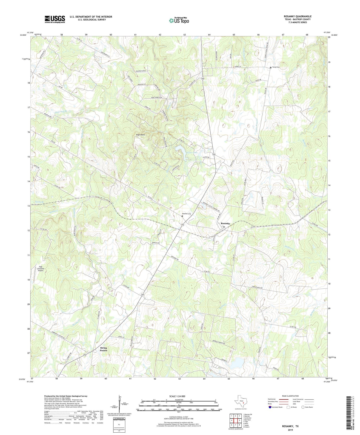 Rosanky Texas US Topo Map Image