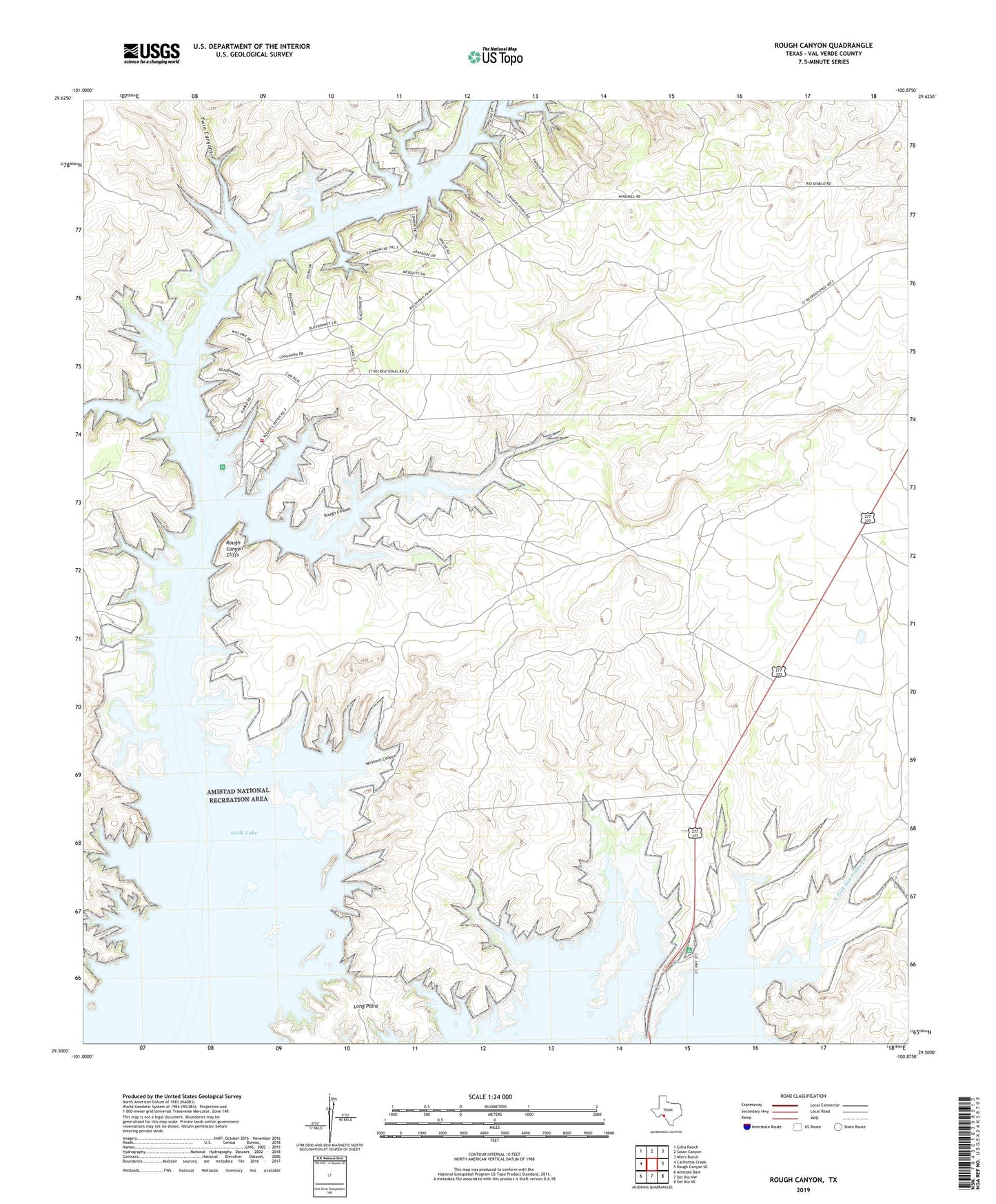 Rough Canyon Texas US Topo Map Image