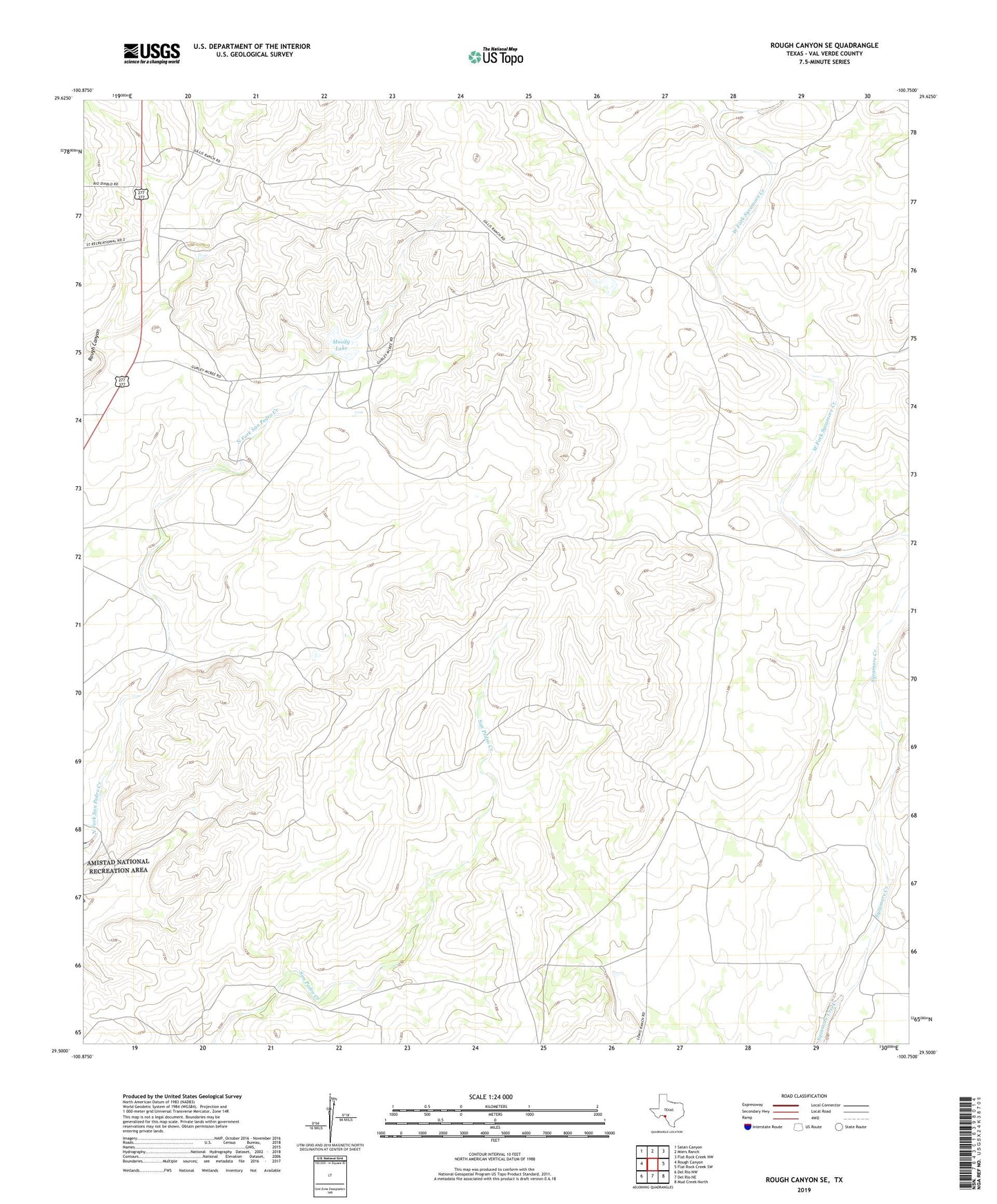 Rough Canyon SE Texas US Topo Map Image