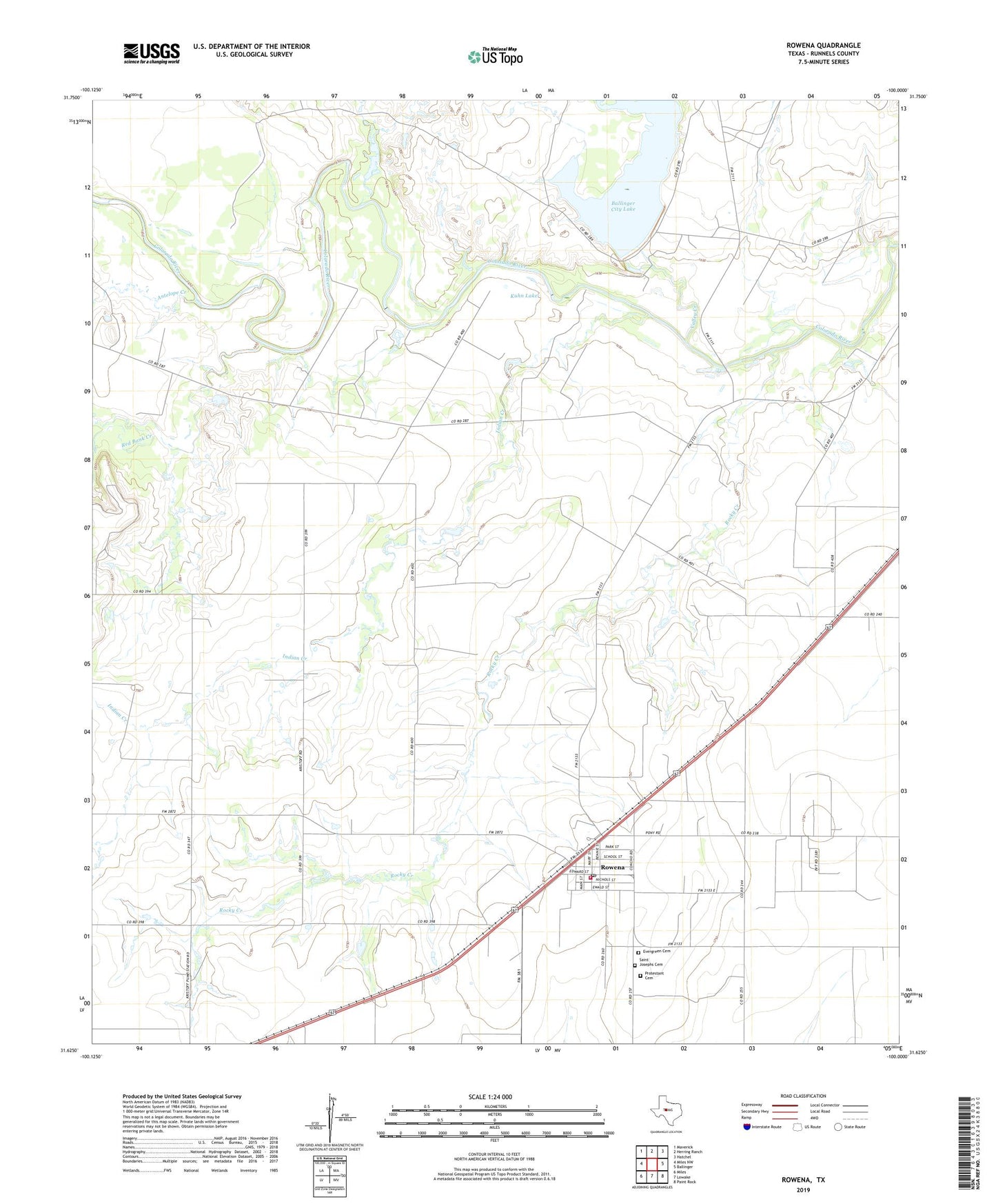 Rowena Texas US Topo Map Image