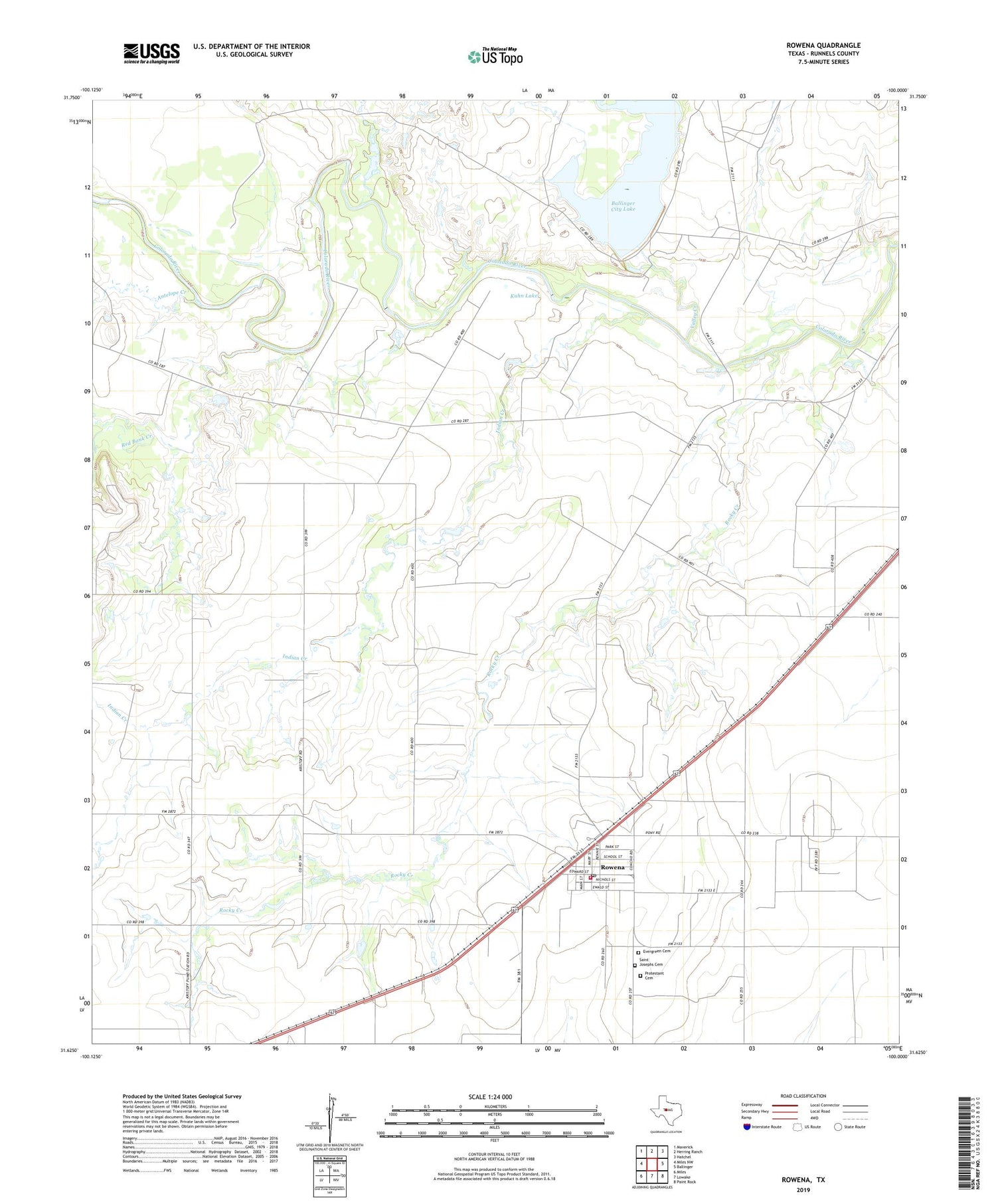 Rowena Texas US Topo Map Image
