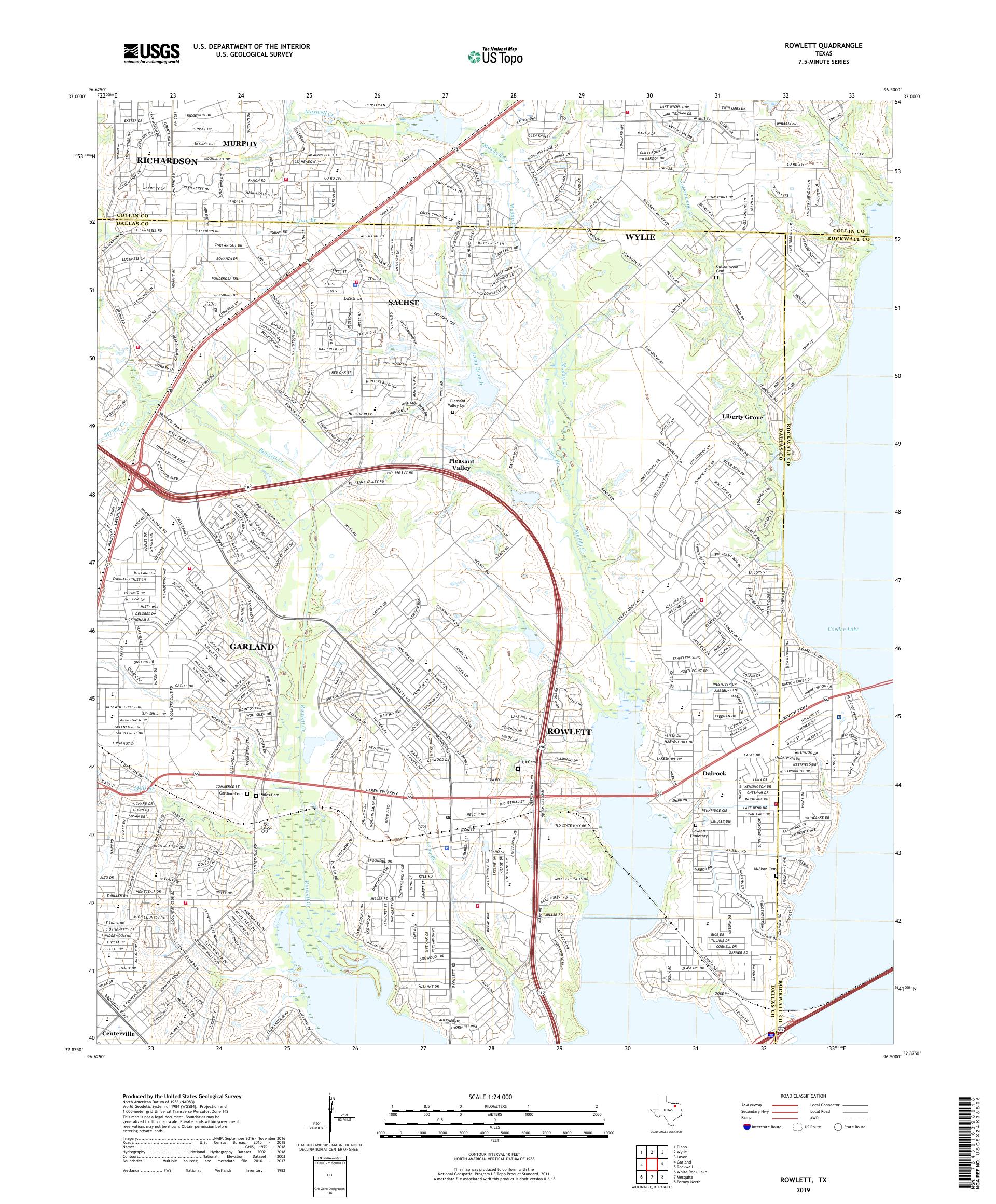 Rowlett Texas US Topo Map – MyTopo Map Store