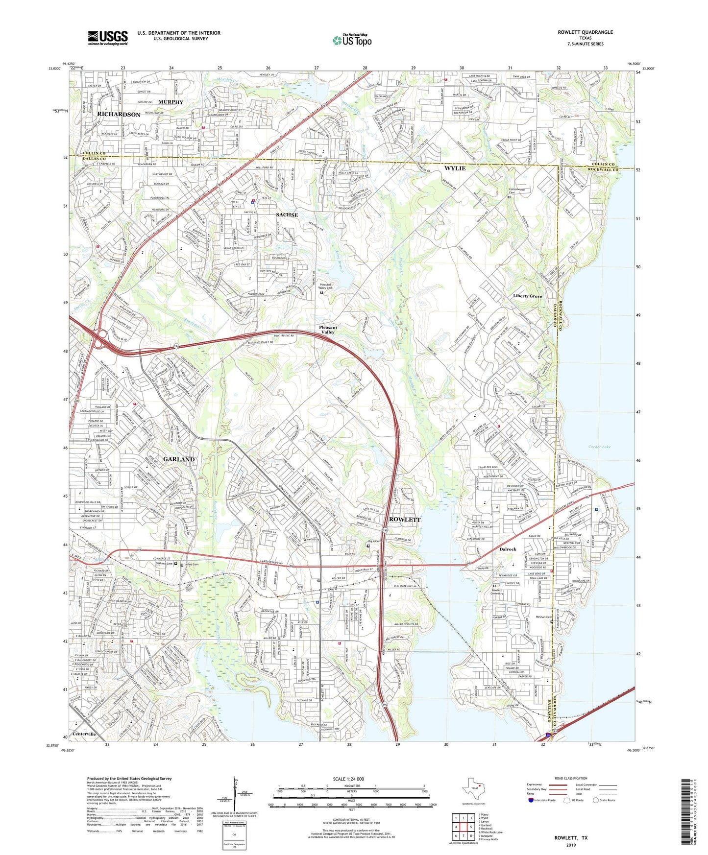 Rowlett Texas US Topo Map Image