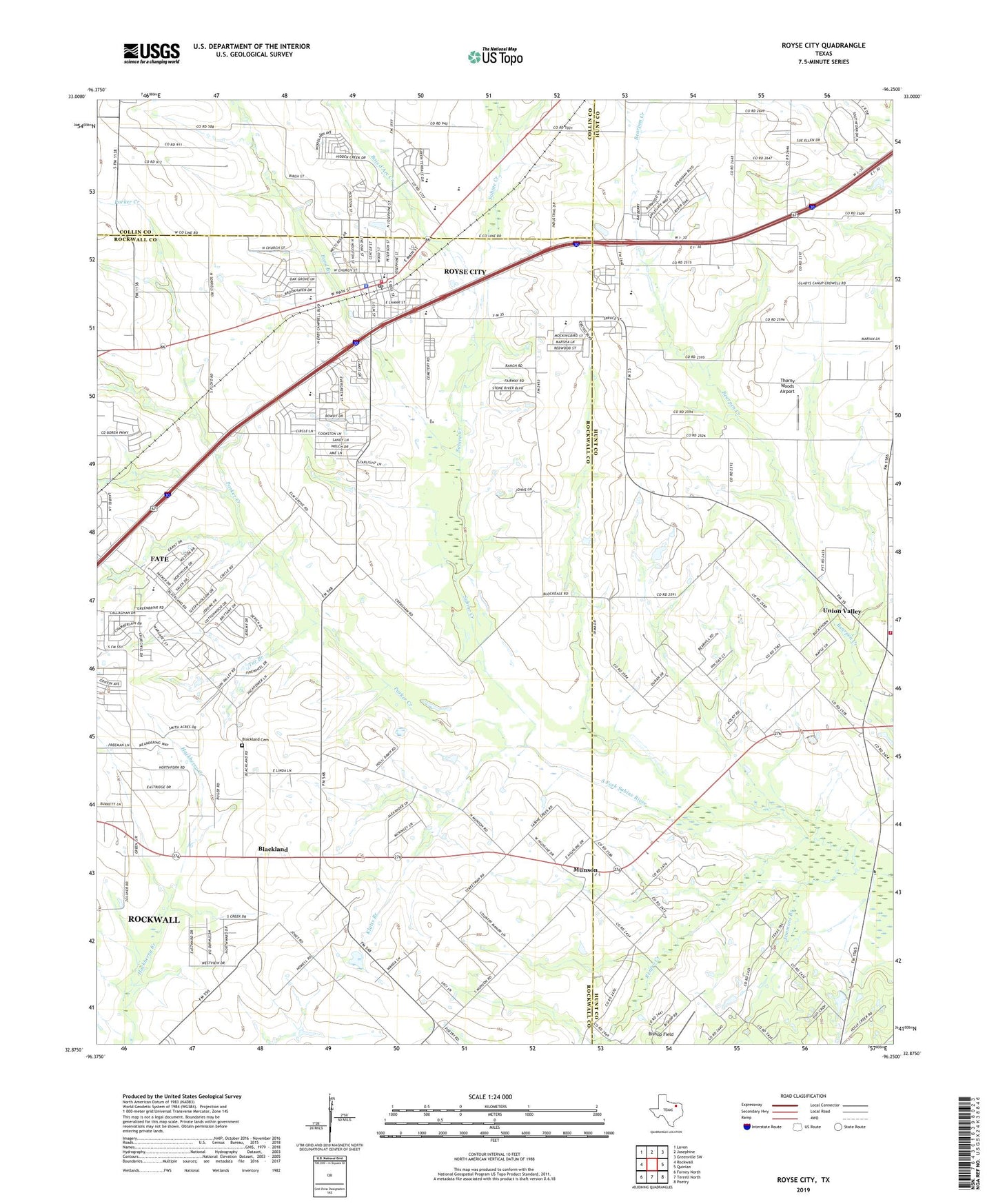 Royse City Texas US Topo Map Image