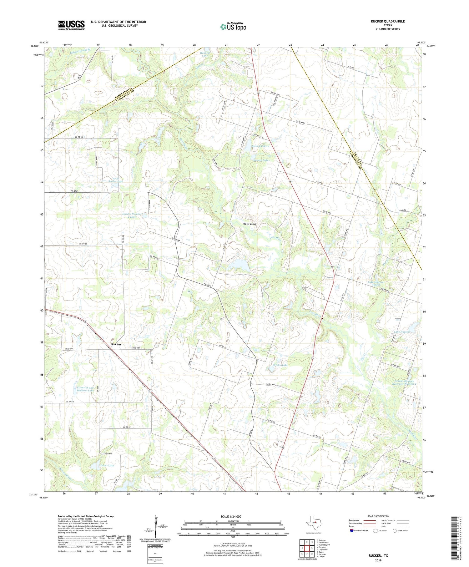 Rucker Texas US Topo Map Image