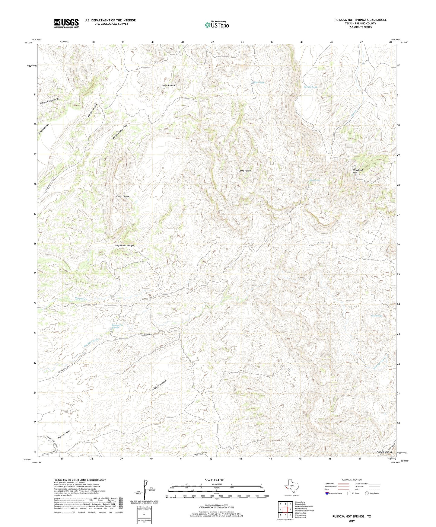 Ruidosa Hot Springs Texas US Topo Map Image