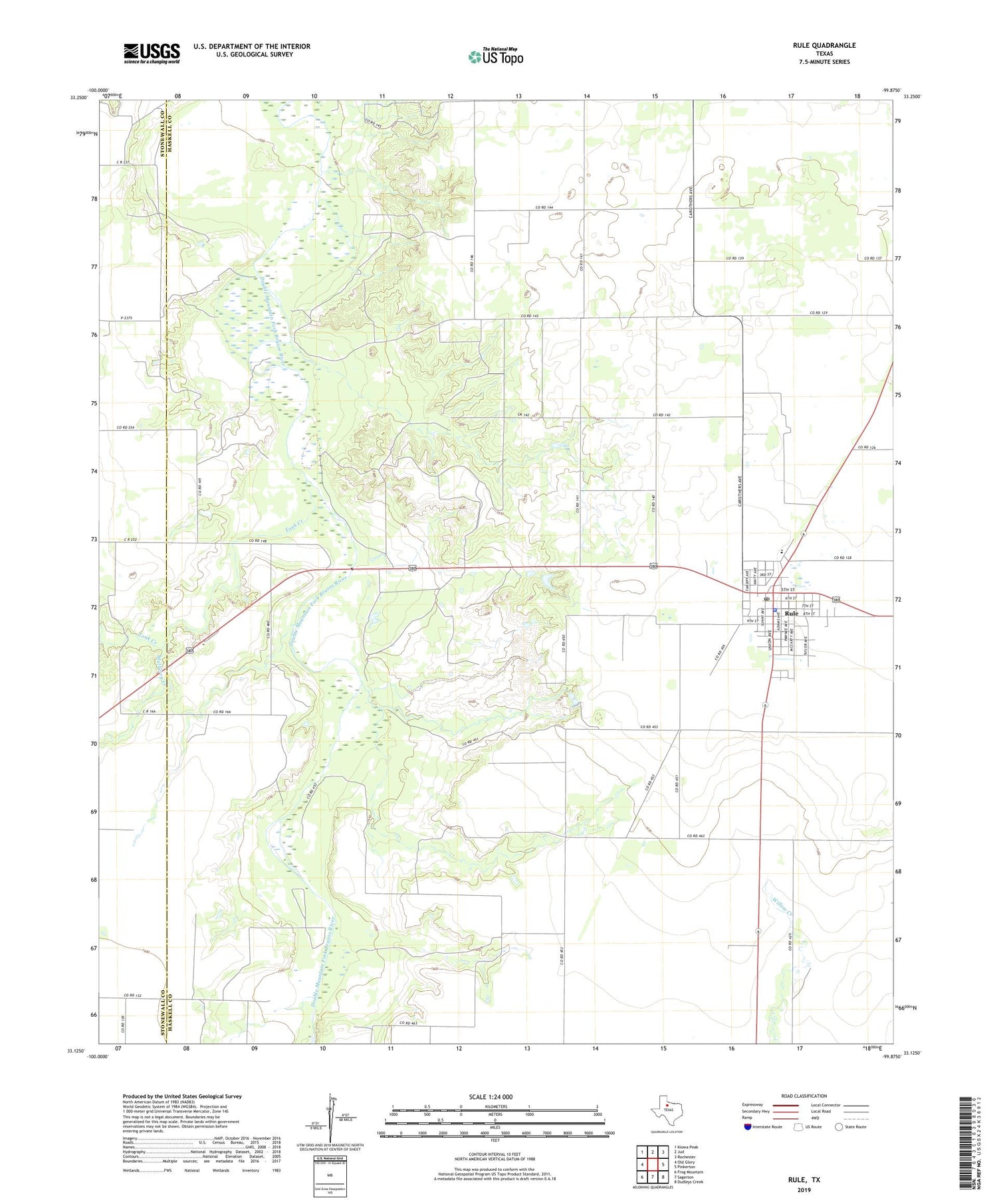 Rule Texas US Topo Map Image