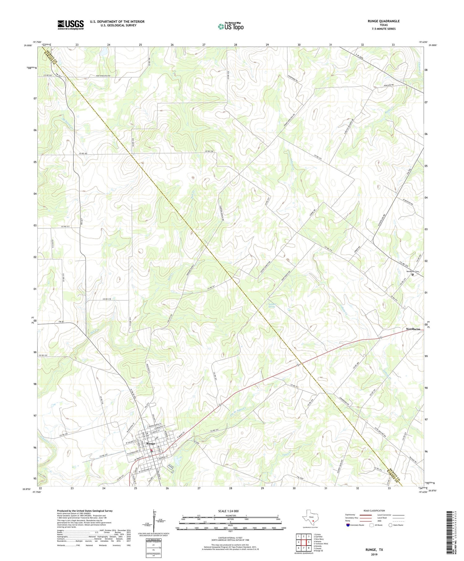 Runge Texas US Topo Map Image