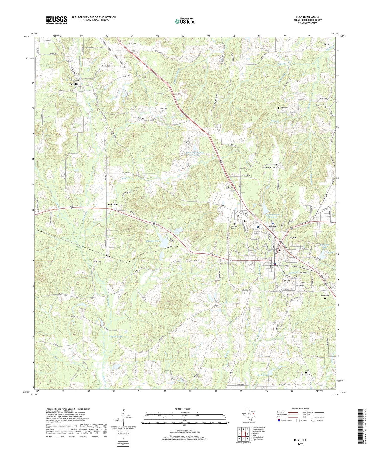 Rusk Texas US Topo Map Image