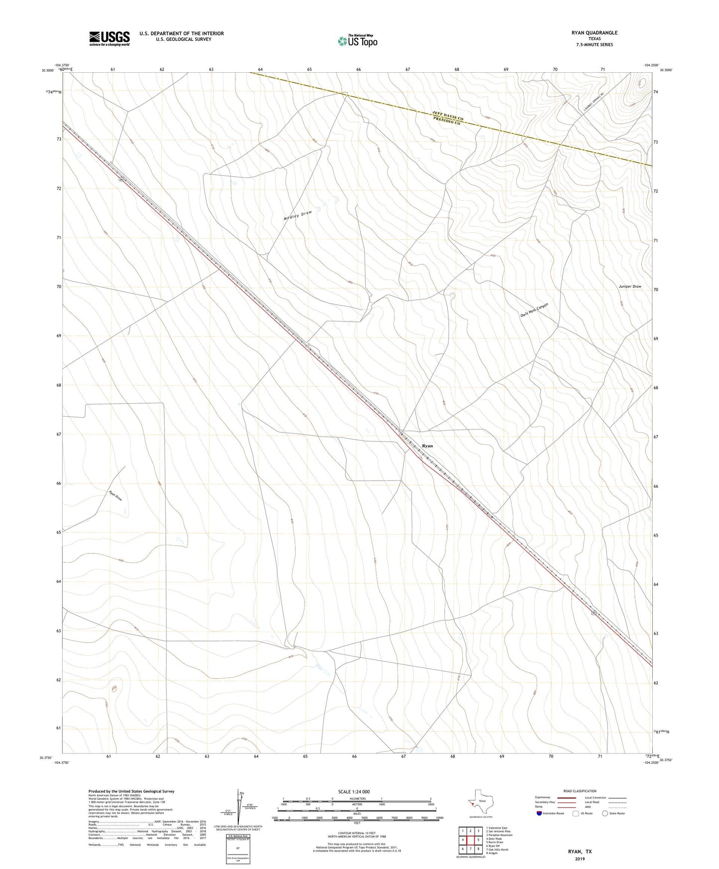 Ryan Texas US Topo Map Image