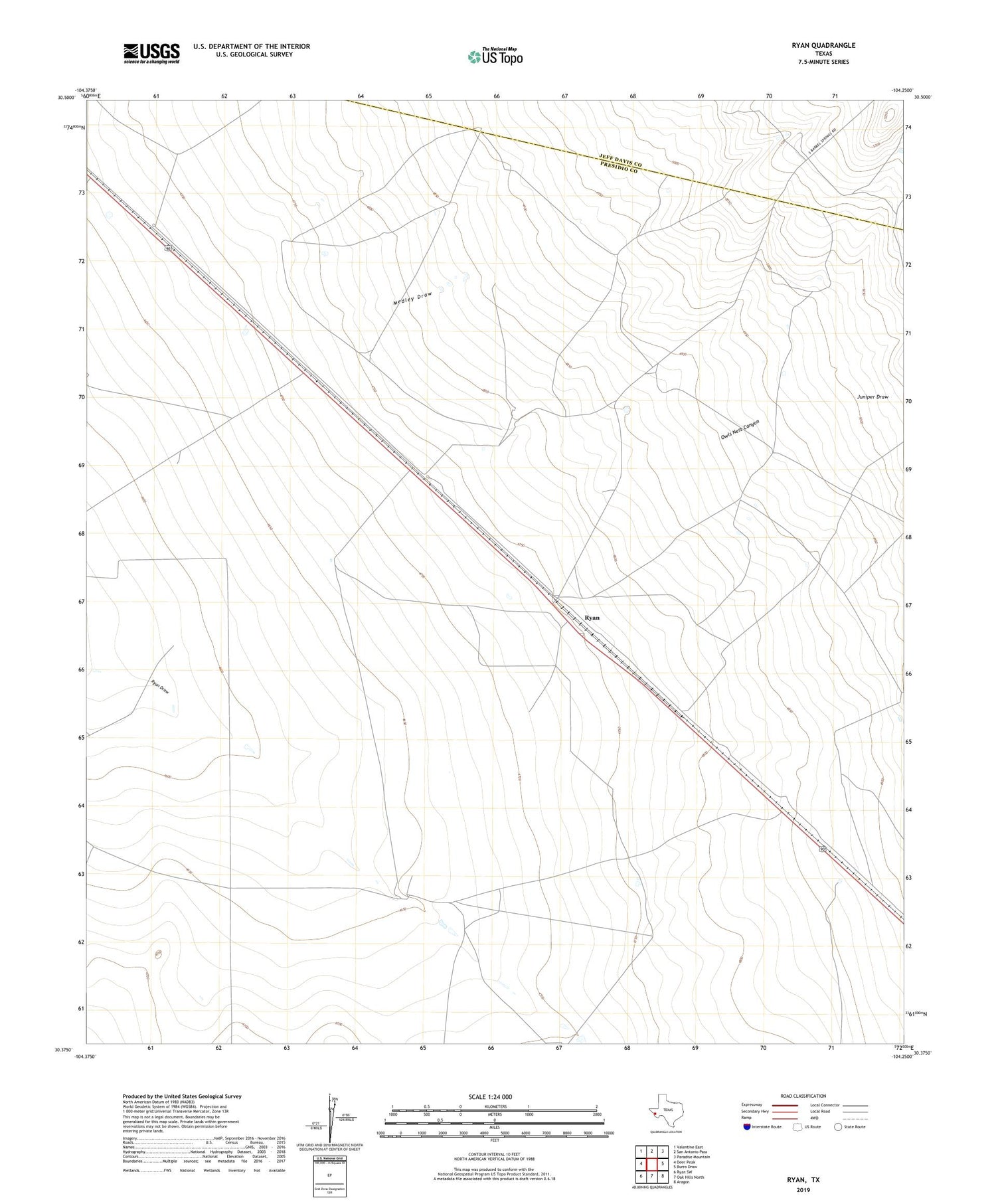 Ryan Texas US Topo Map Image