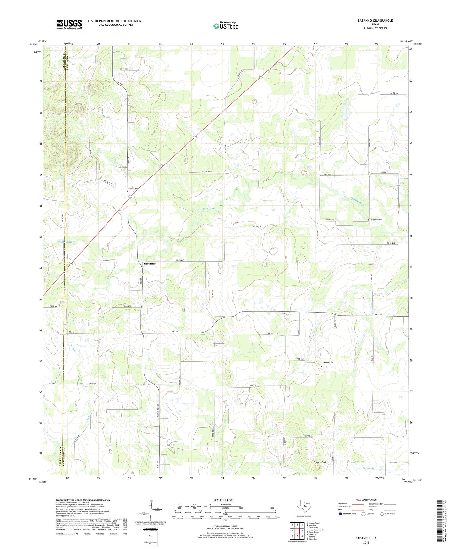 Sabanno Texas US Topo Map Image