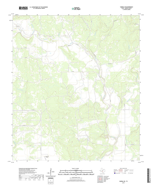 Sabinal NE Texas US Topo Map Image