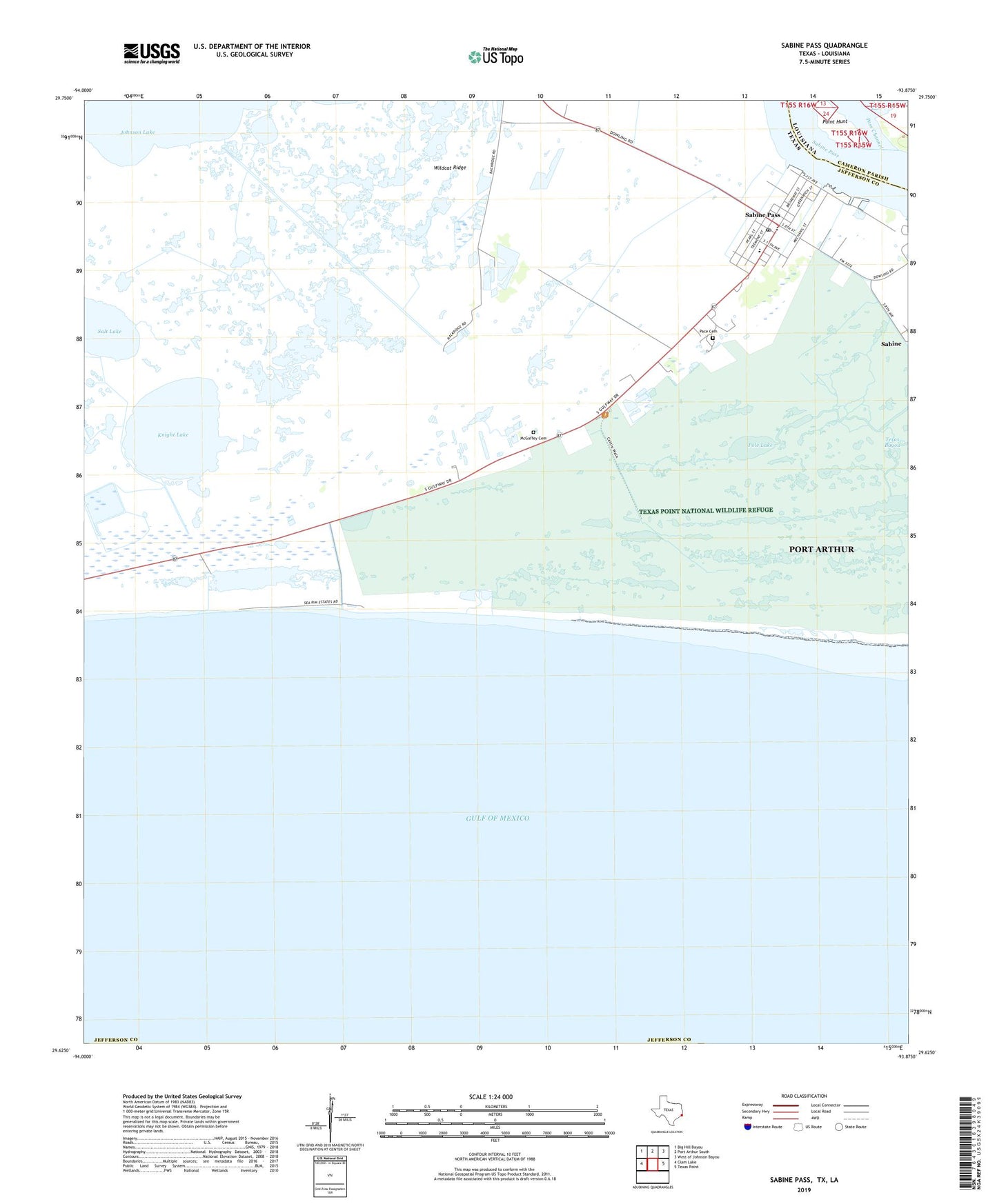 Sabine Pass Texas US Topo Map Image