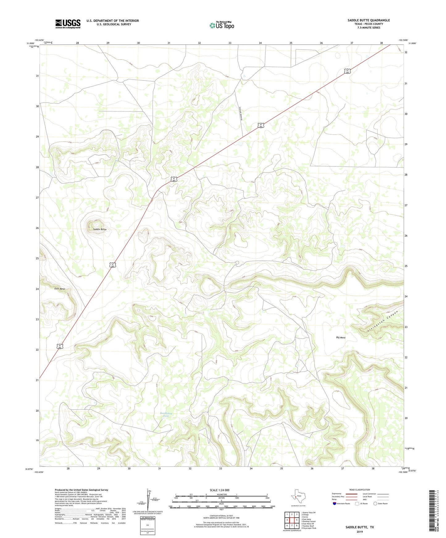 Saddle Butte Texas US Topo Map Image