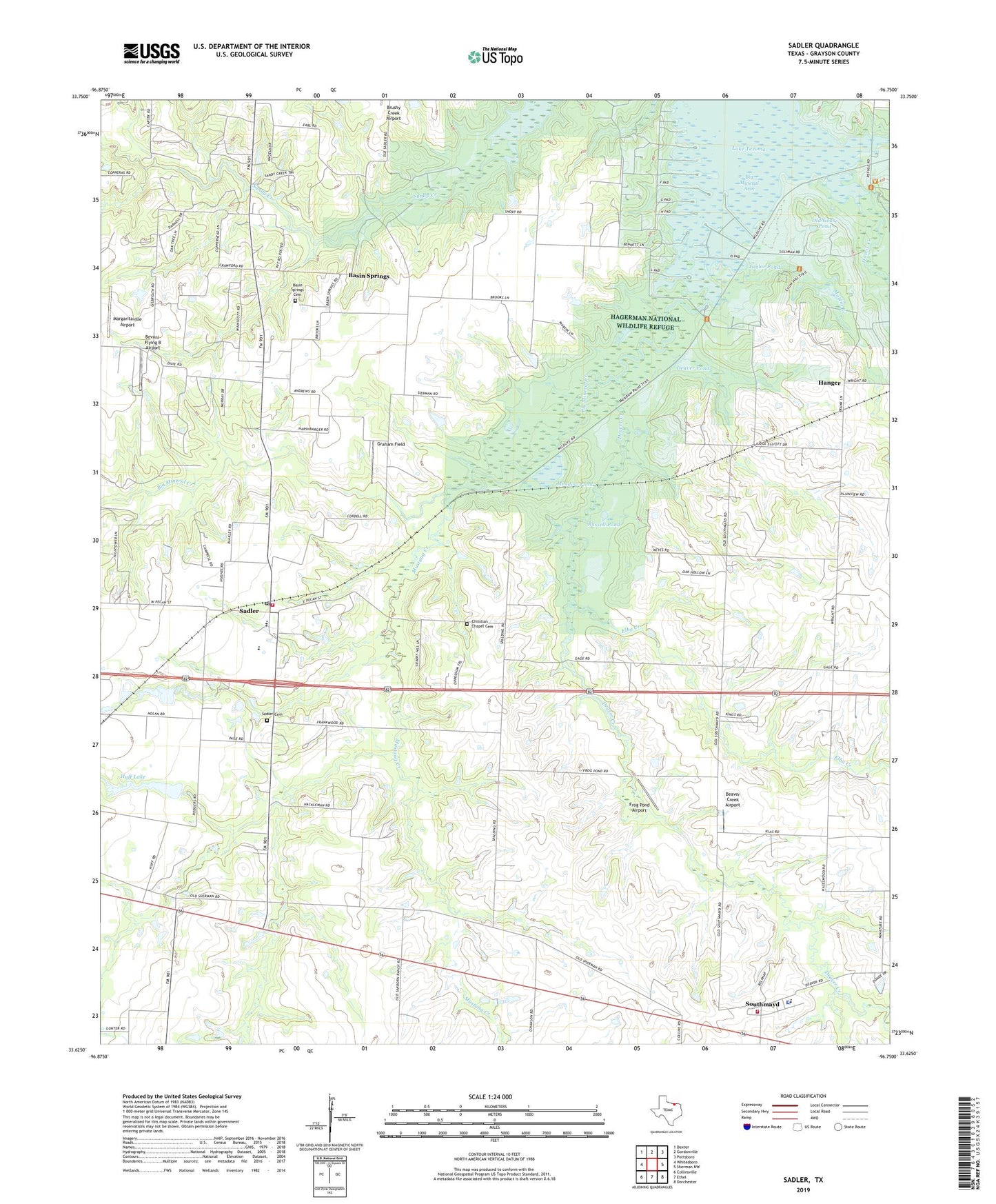 Sadler Texas US Topo Map Image